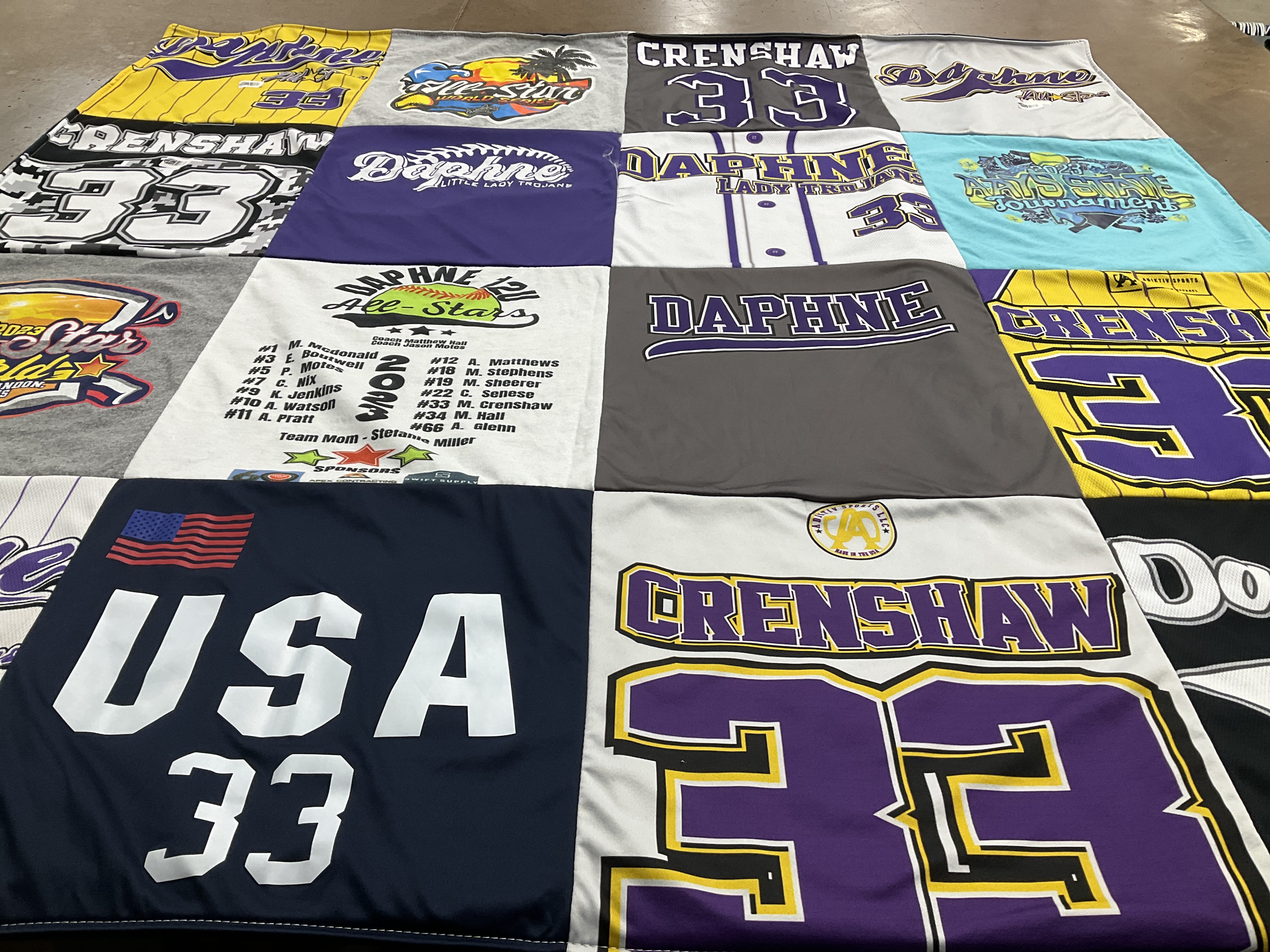 T-shirt quilt featuring daphne little lady troopers by Stefanie from AL