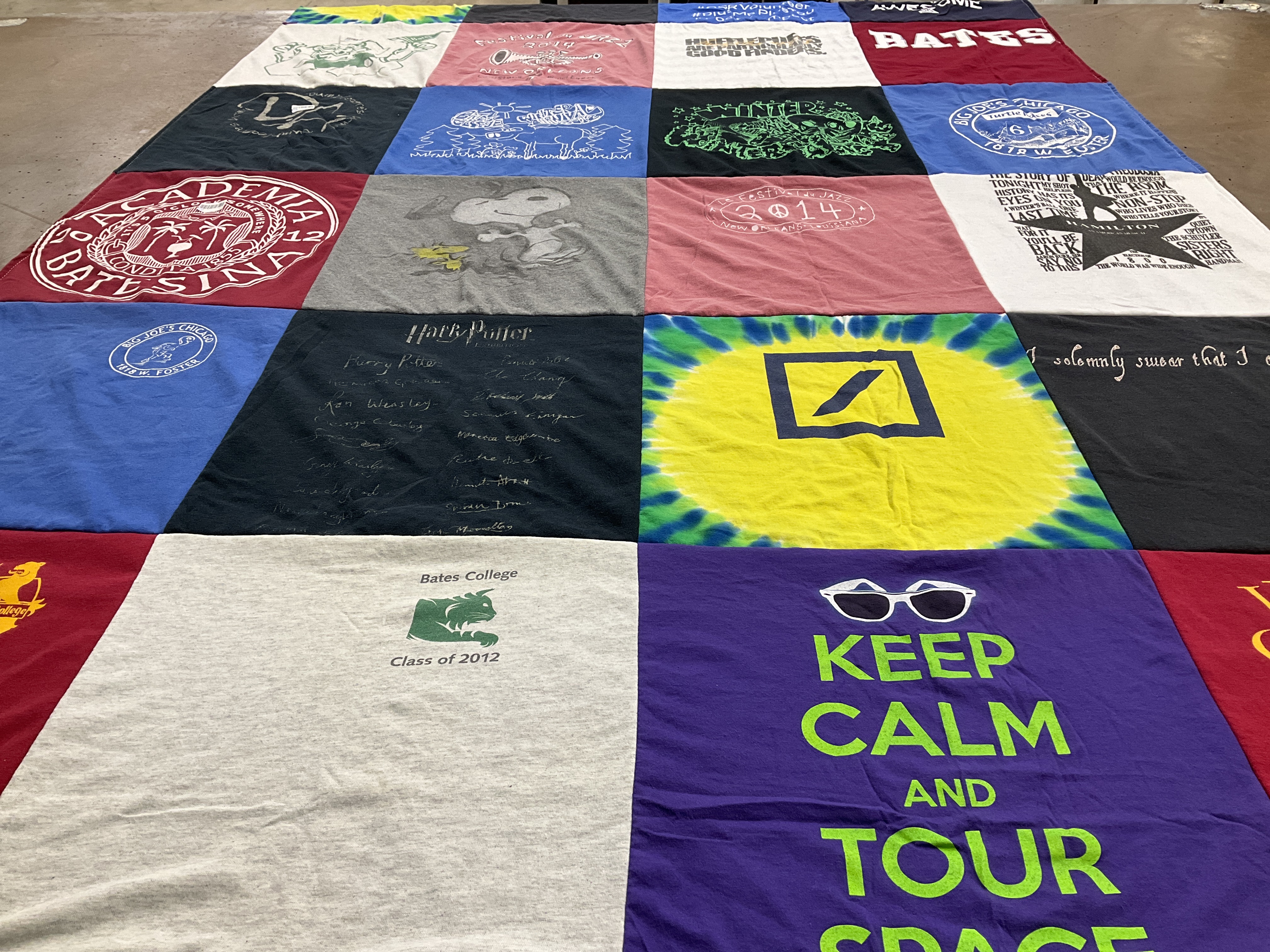 T-shirt quilt from bates college by Nicolle from NY