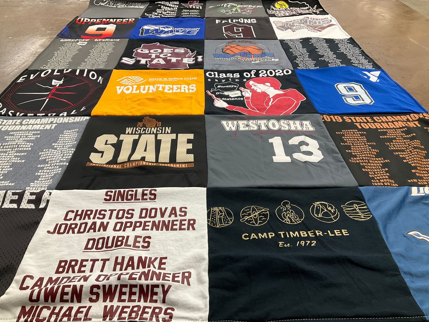 T-shirt quilt featuring westosha central high school by Christina from WI