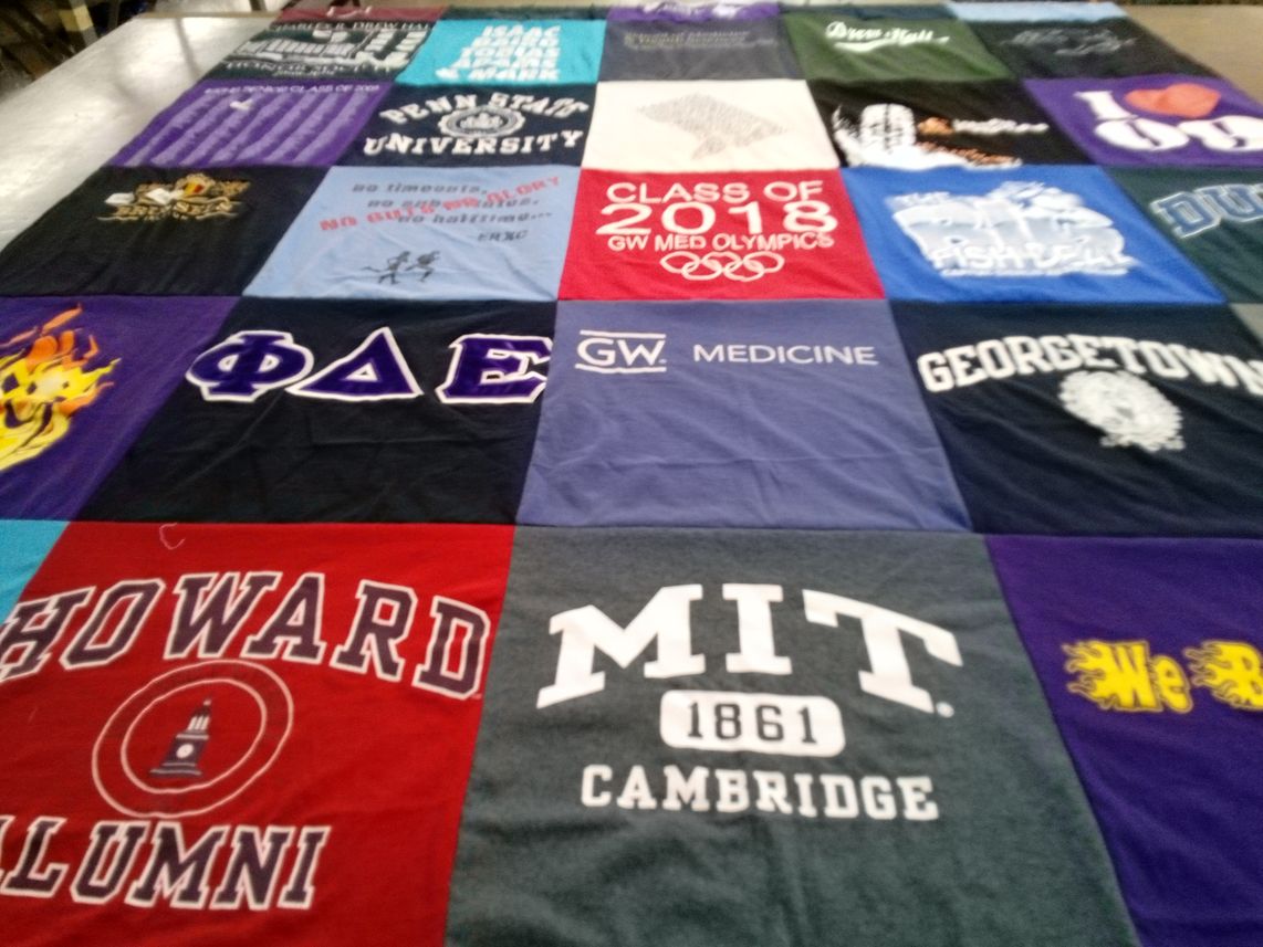 T-shirt quilt from penn state university, george washington university by Tyeasha from MD