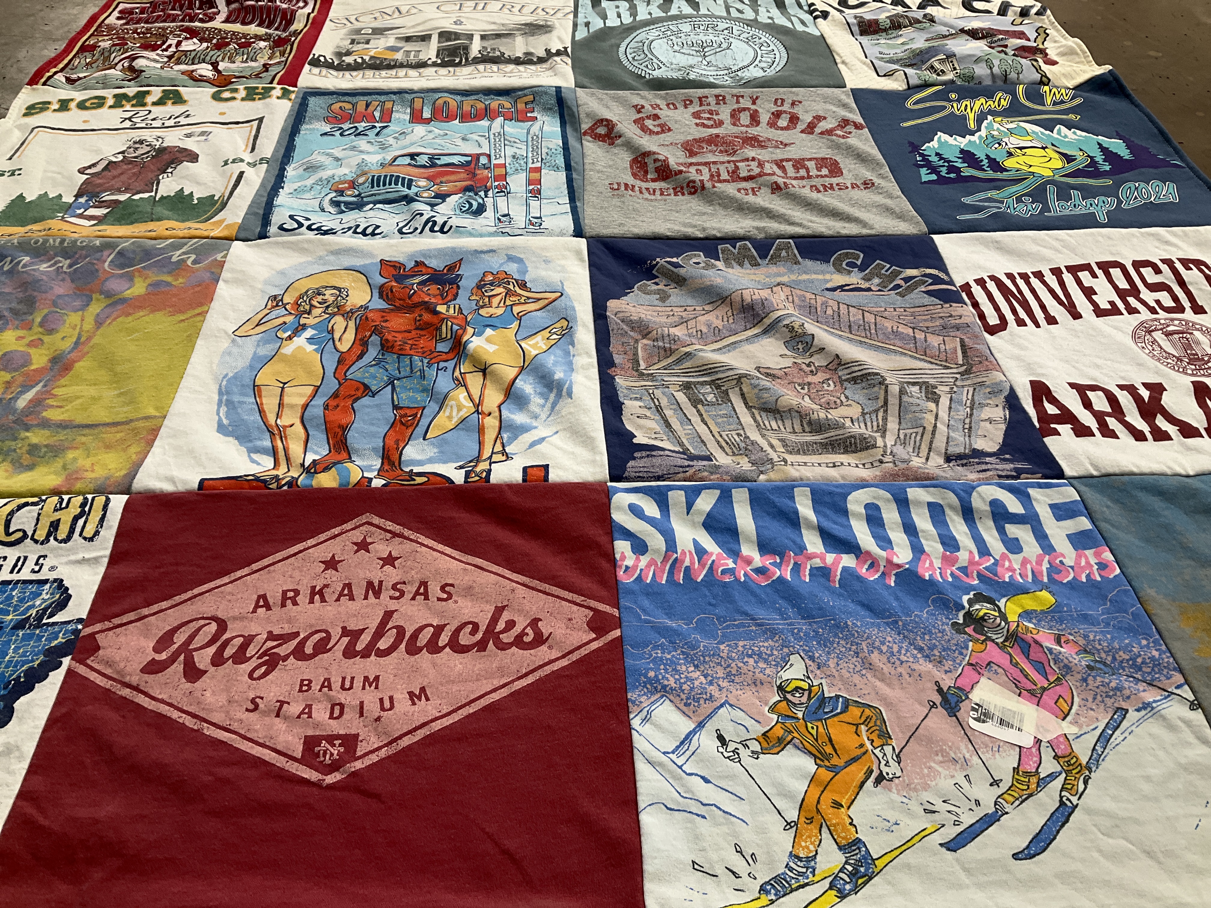 T-shirt quilt featuring razorbacks by Kendra from AR
