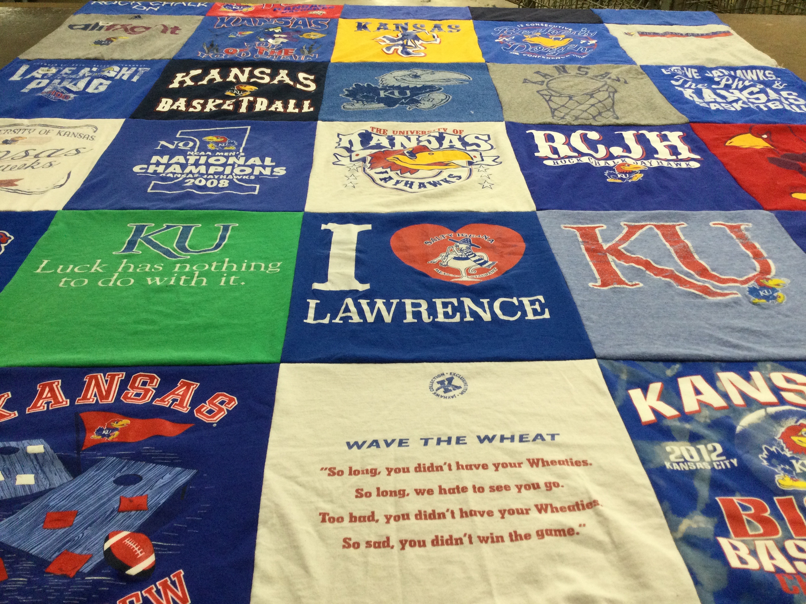 T-shirt quilt featuring kansas basketball by Kendall from AL