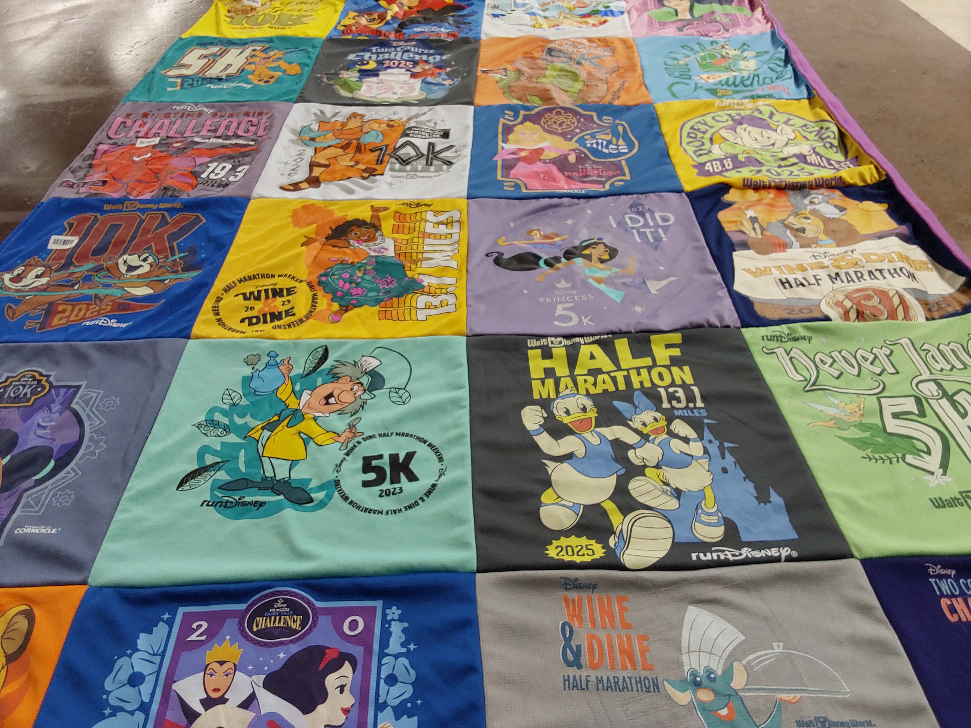 T-shirt quilt with running, marathons themes by Karla from FL
