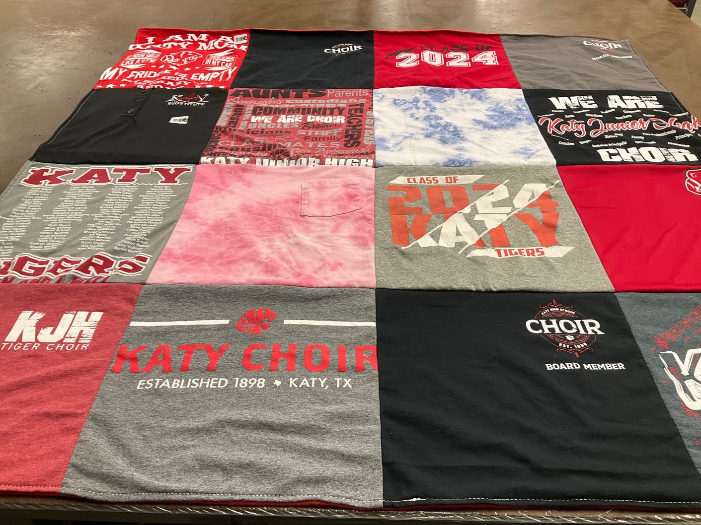 T-shirt quilt featuring katy high school tigers by Betsy from TX