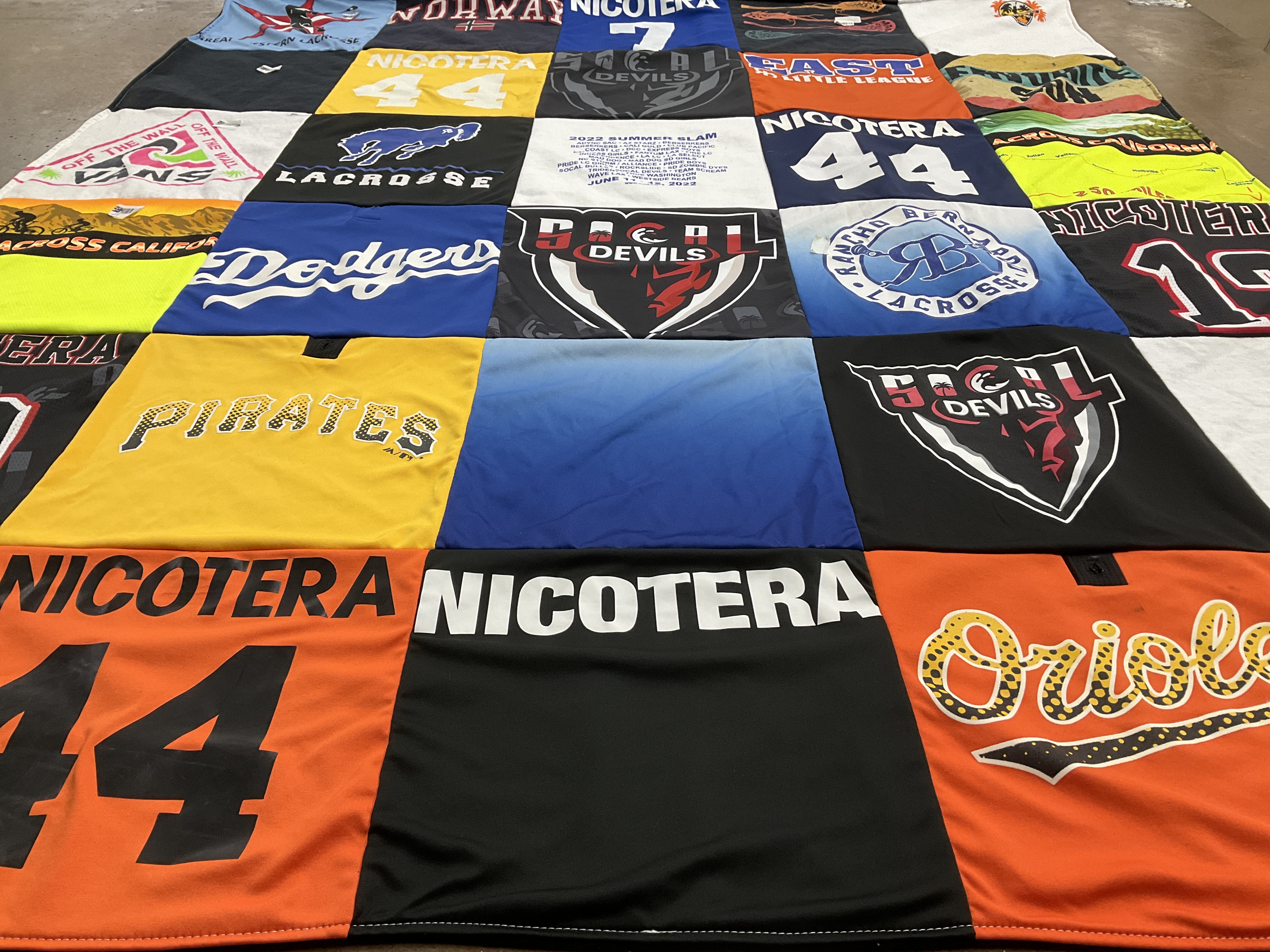 T-shirt quilt featuring los angeles dodgers, pittsburgh pirates by Anna from CA