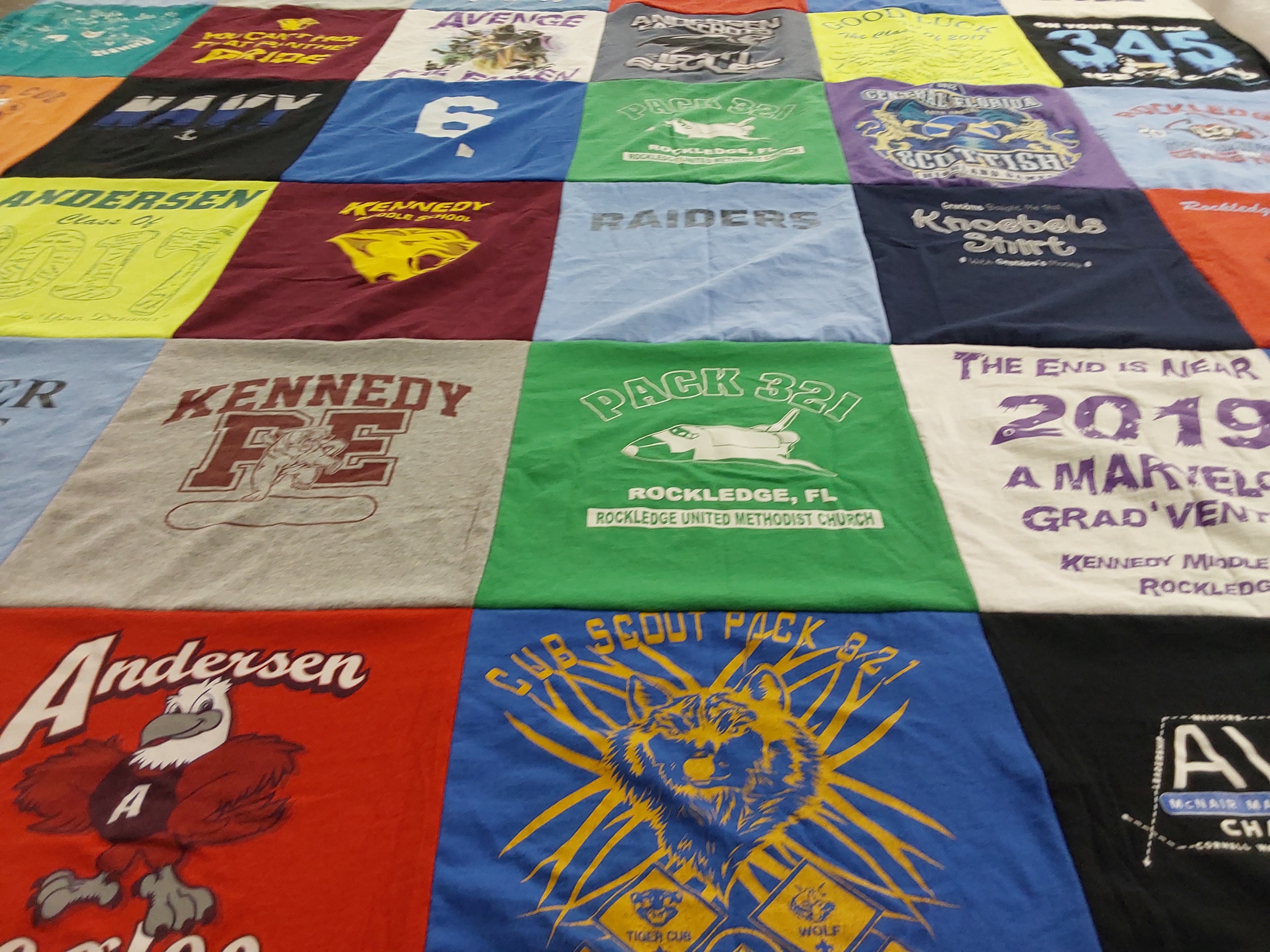 T-shirt quilt from kennedy middle school by Jessica from FL