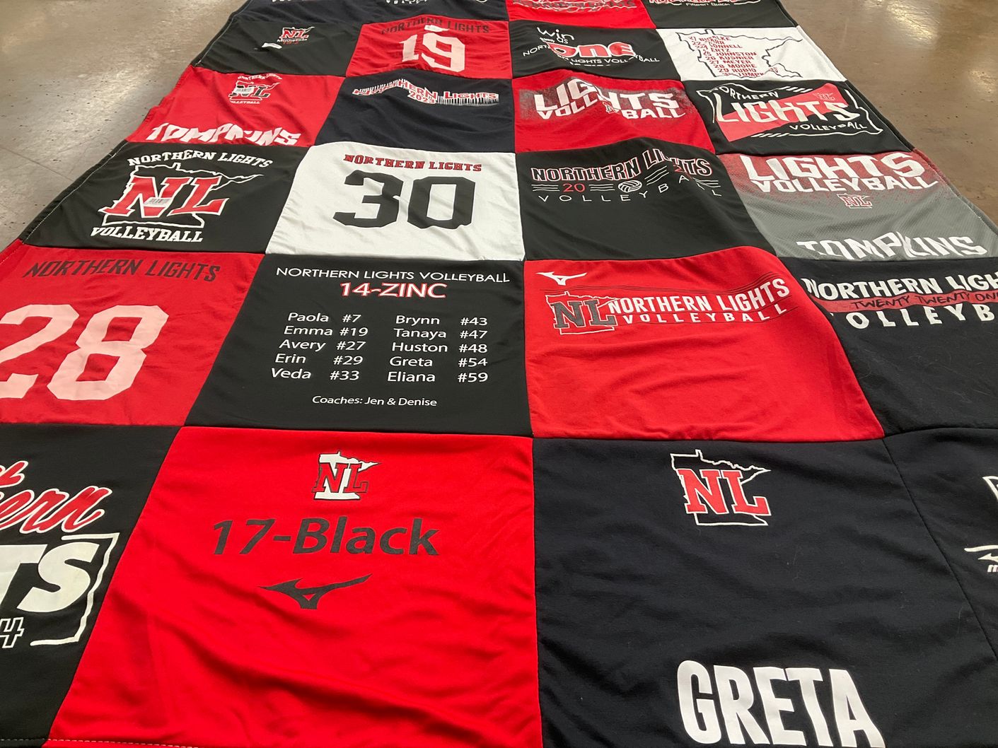 T-shirt quilt with volleyball, sports themes by Jeanne from MN