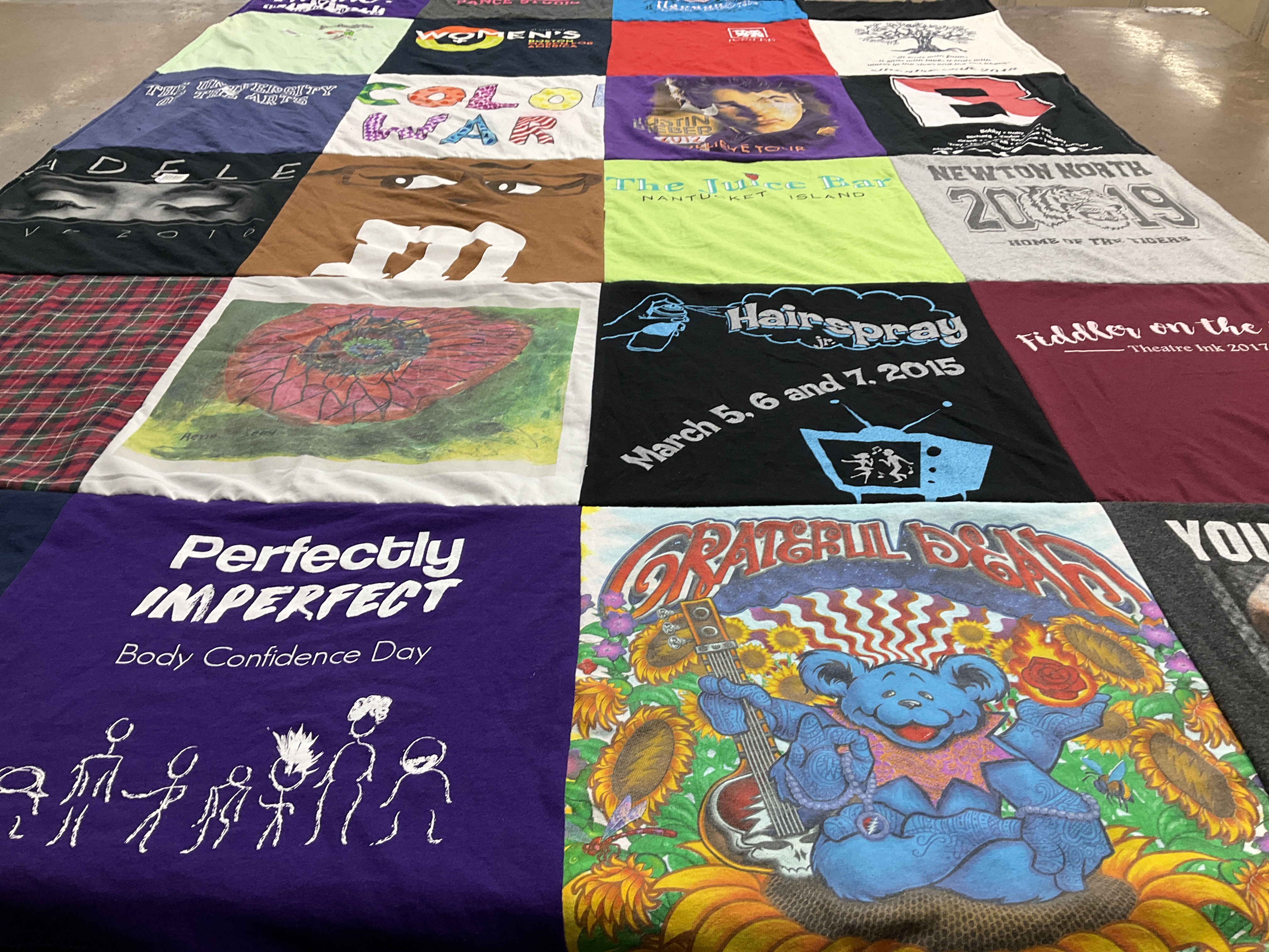 T-shirt quilt from newton north high school by Lorraine from MA