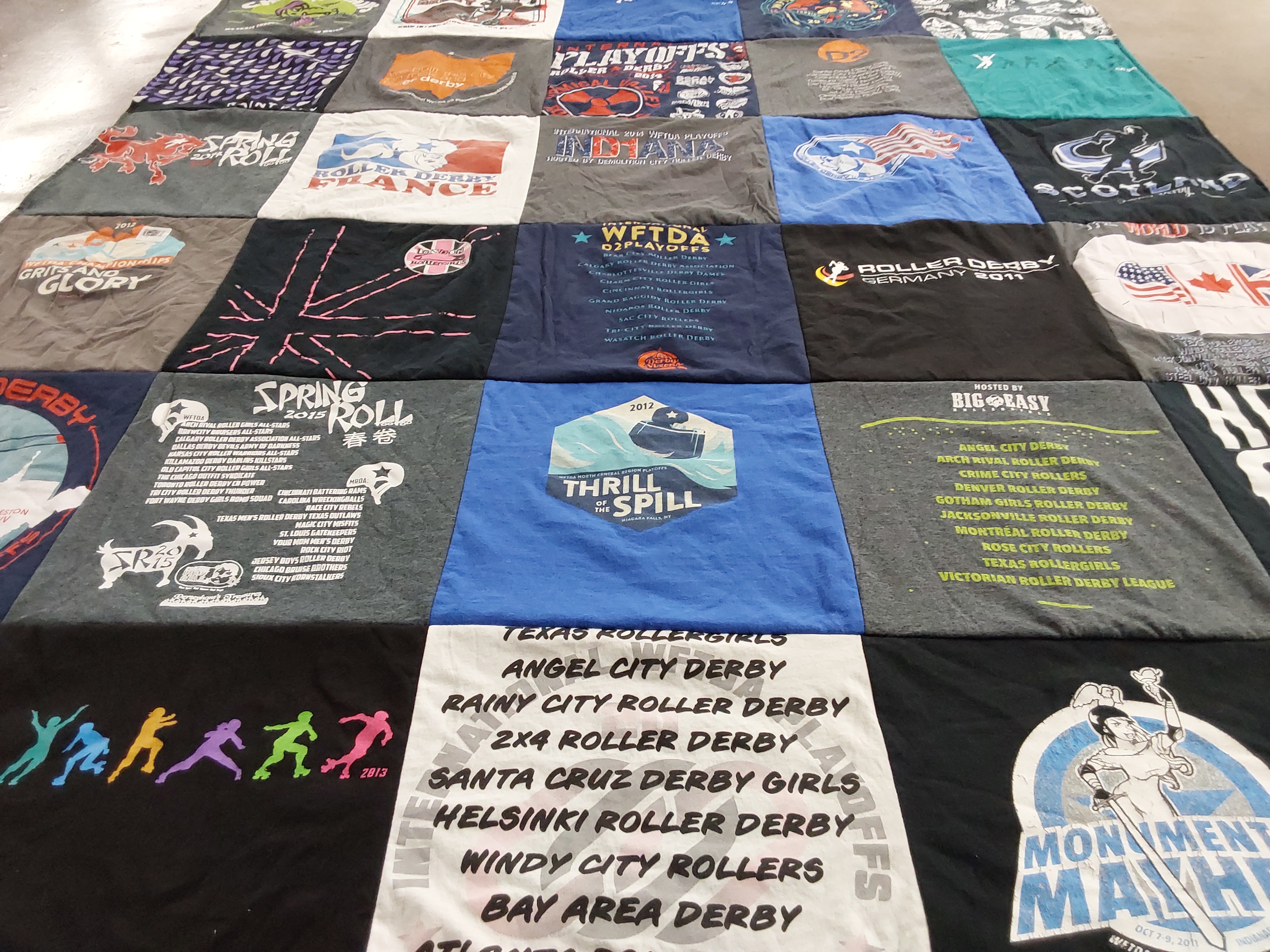 T-shirt quilt featuring angel city roller derby, rainy city roller derby by Jake from OH