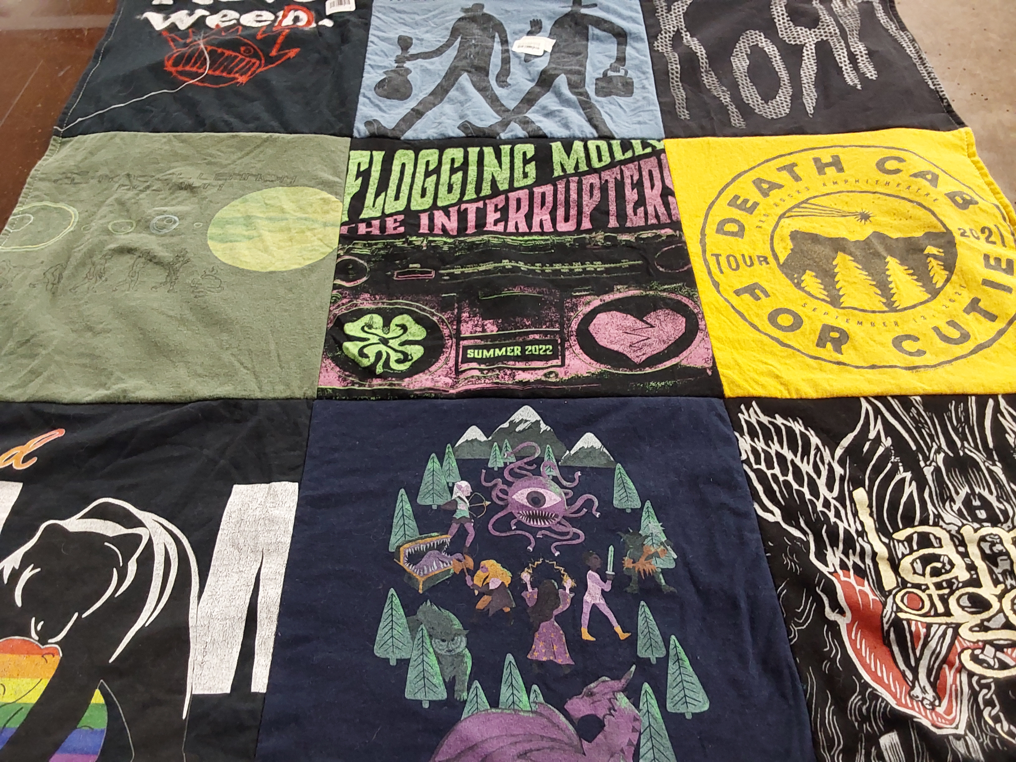 T-shirt quilt with music, bands themes by Chrystal from CO