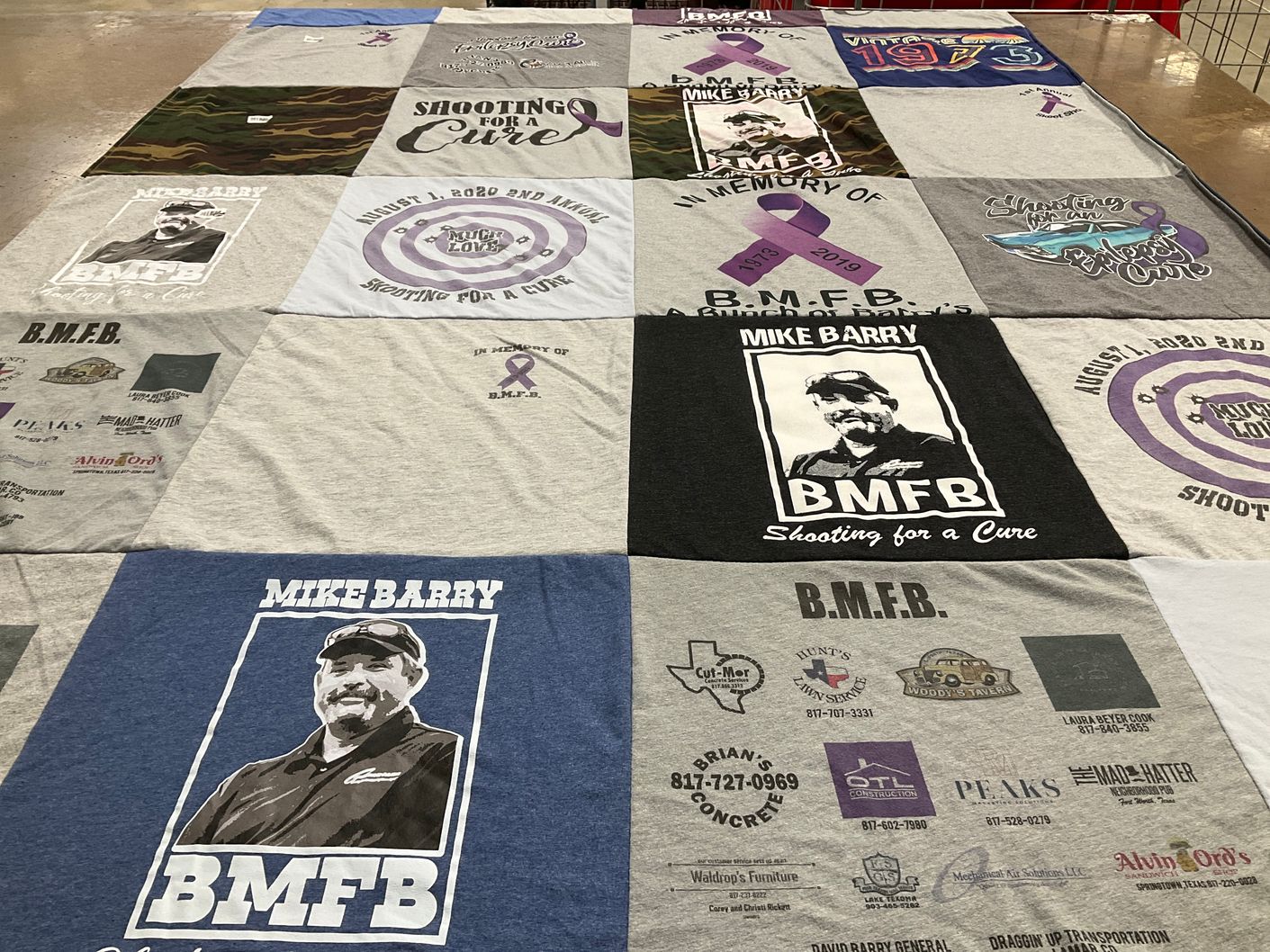 T-shirt quilt with charity, community support themes by Holly from TX