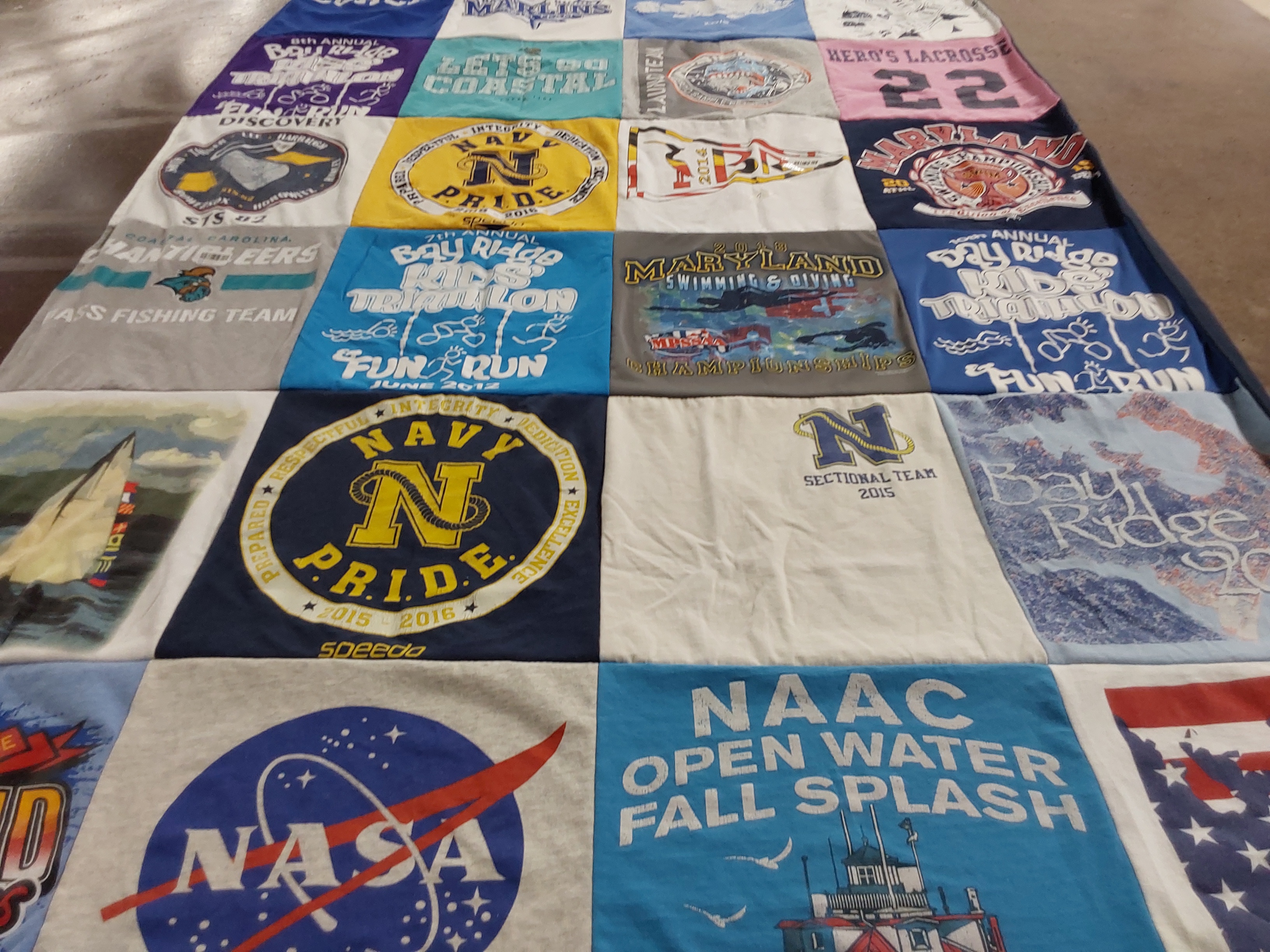T-shirt quilt featuring bay ridge team, maryland swimming and diving by Kelly from MD