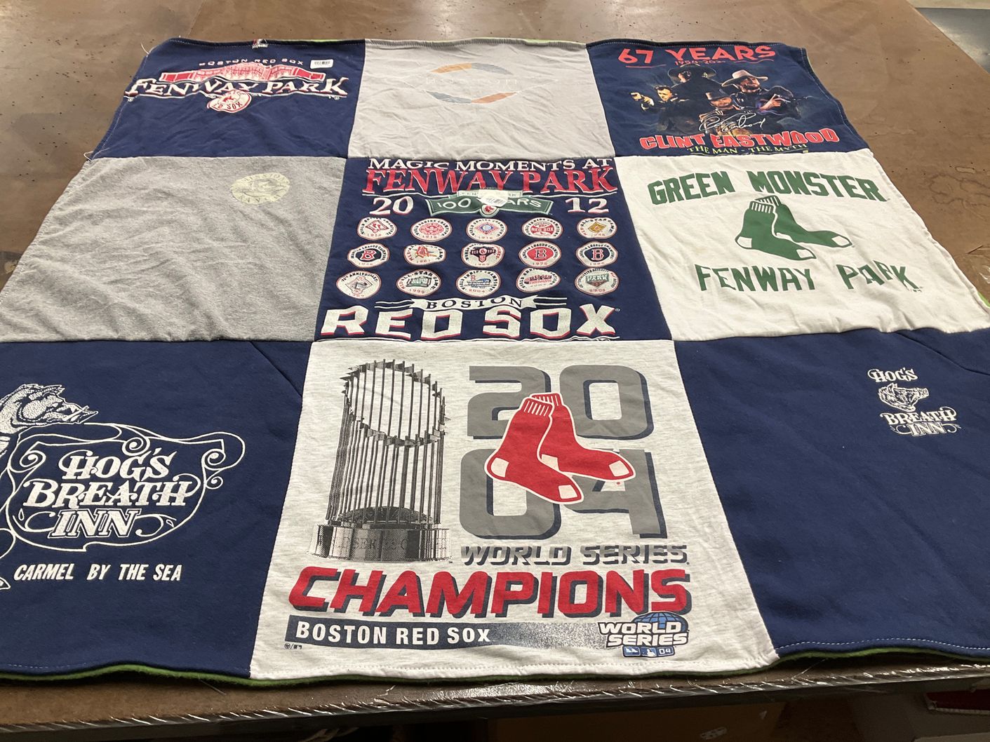 T-shirt quilt with boston red sox, baseball themes by Donna from CA