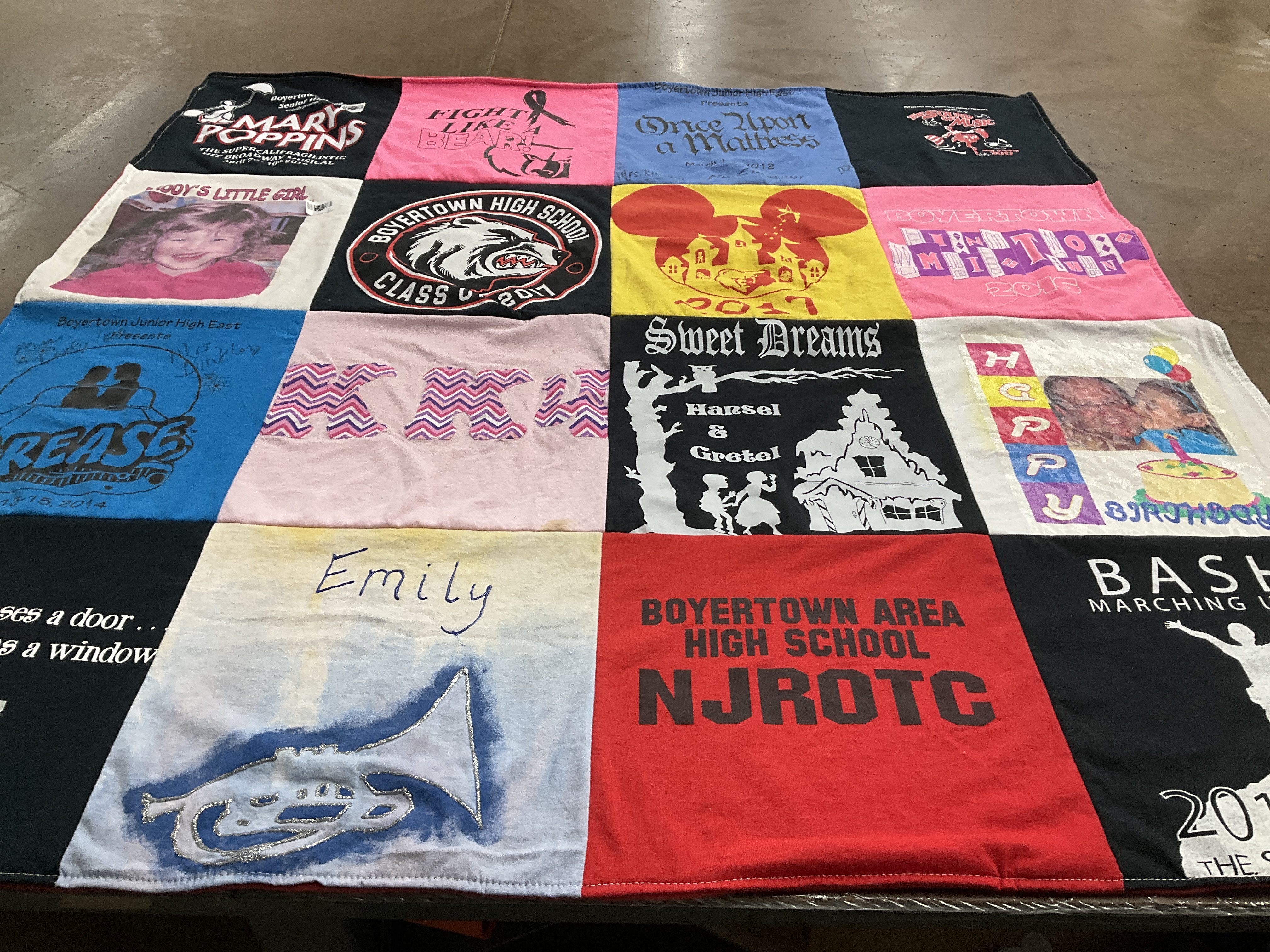 T-shirt quilt from boyertown area high school by Diane from SC