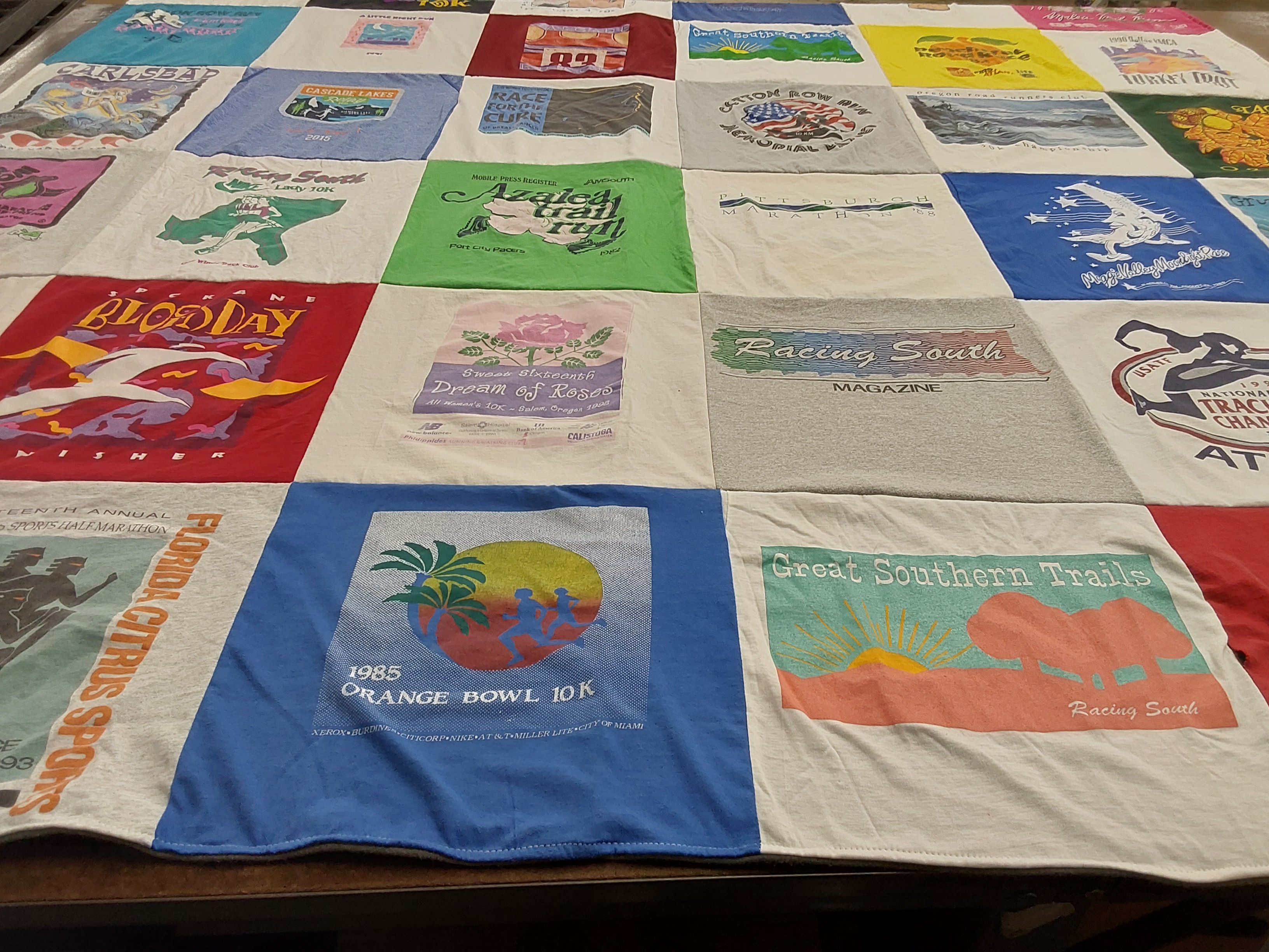 T-shirt quilt with running, marathons themes by Michael from SC