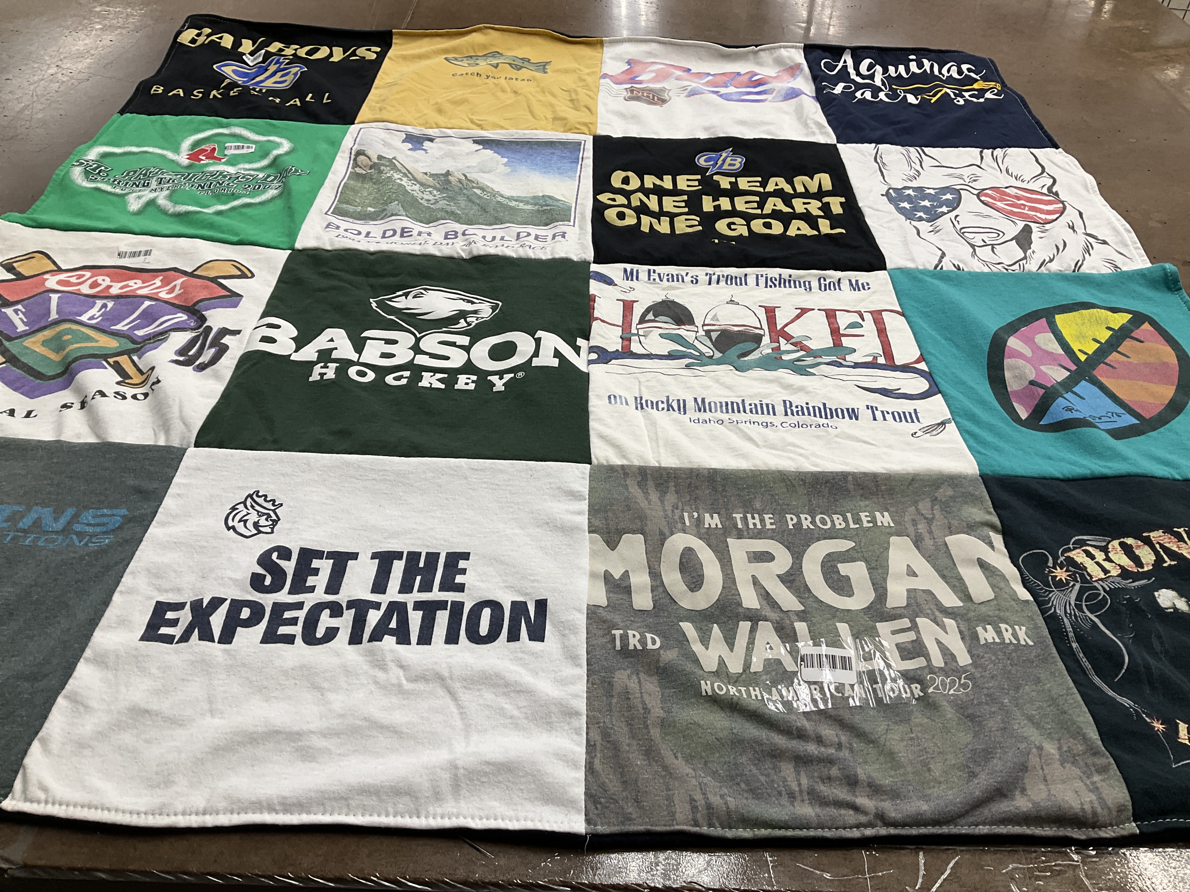 T-shirt quilt featuring babson hockey by Heidi from FL
