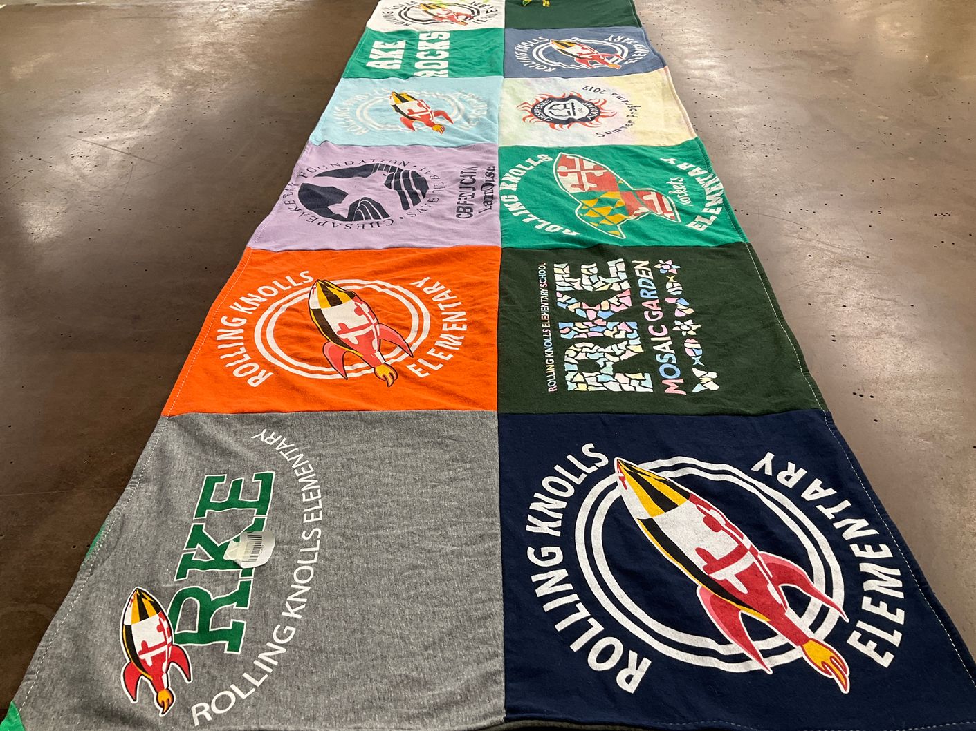 T-shirt quilt from rolling knolls elementary school by Rebecca from MD