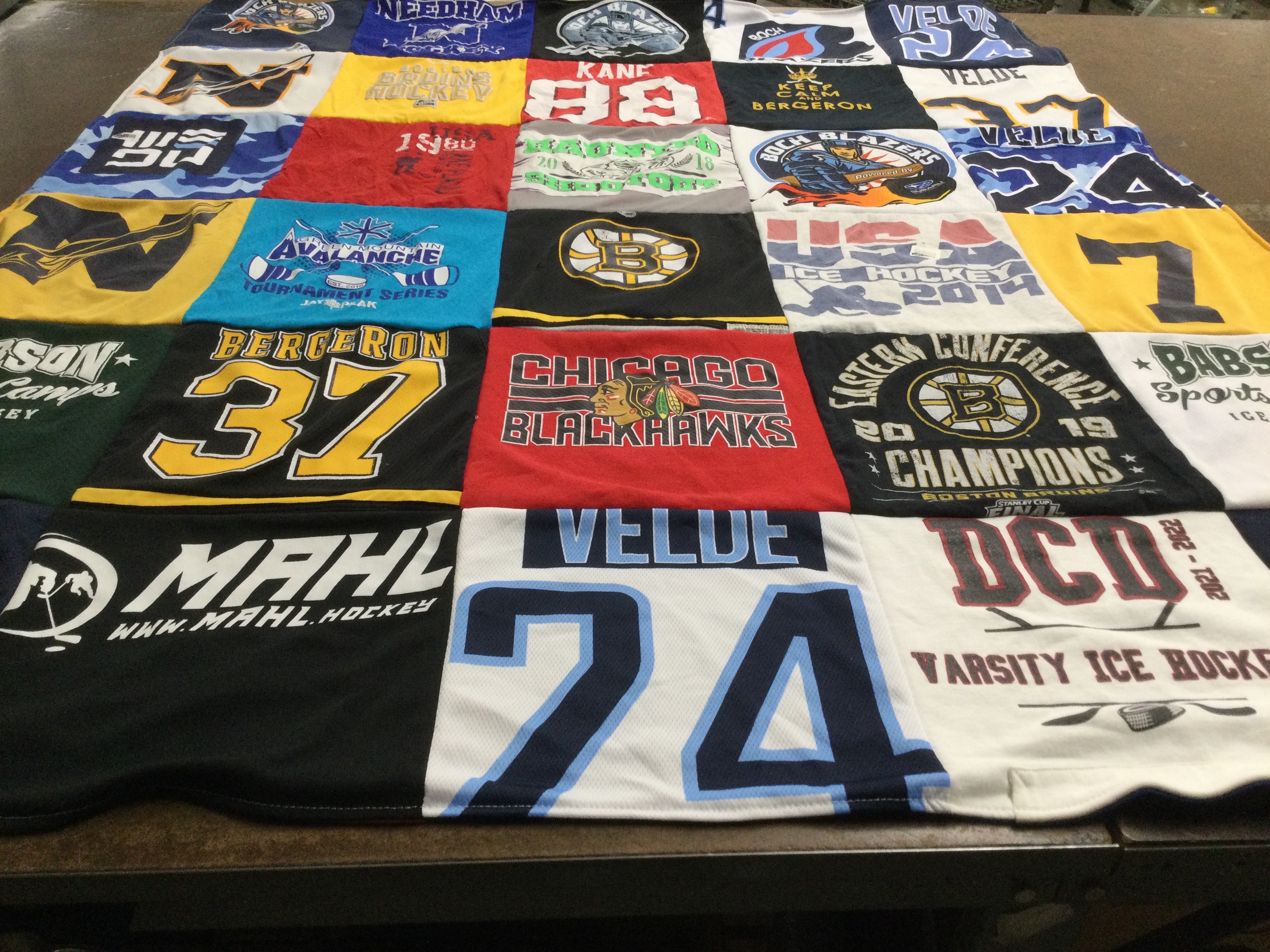 T-shirt quilt featuring chicago blackhawks by ronit from MA