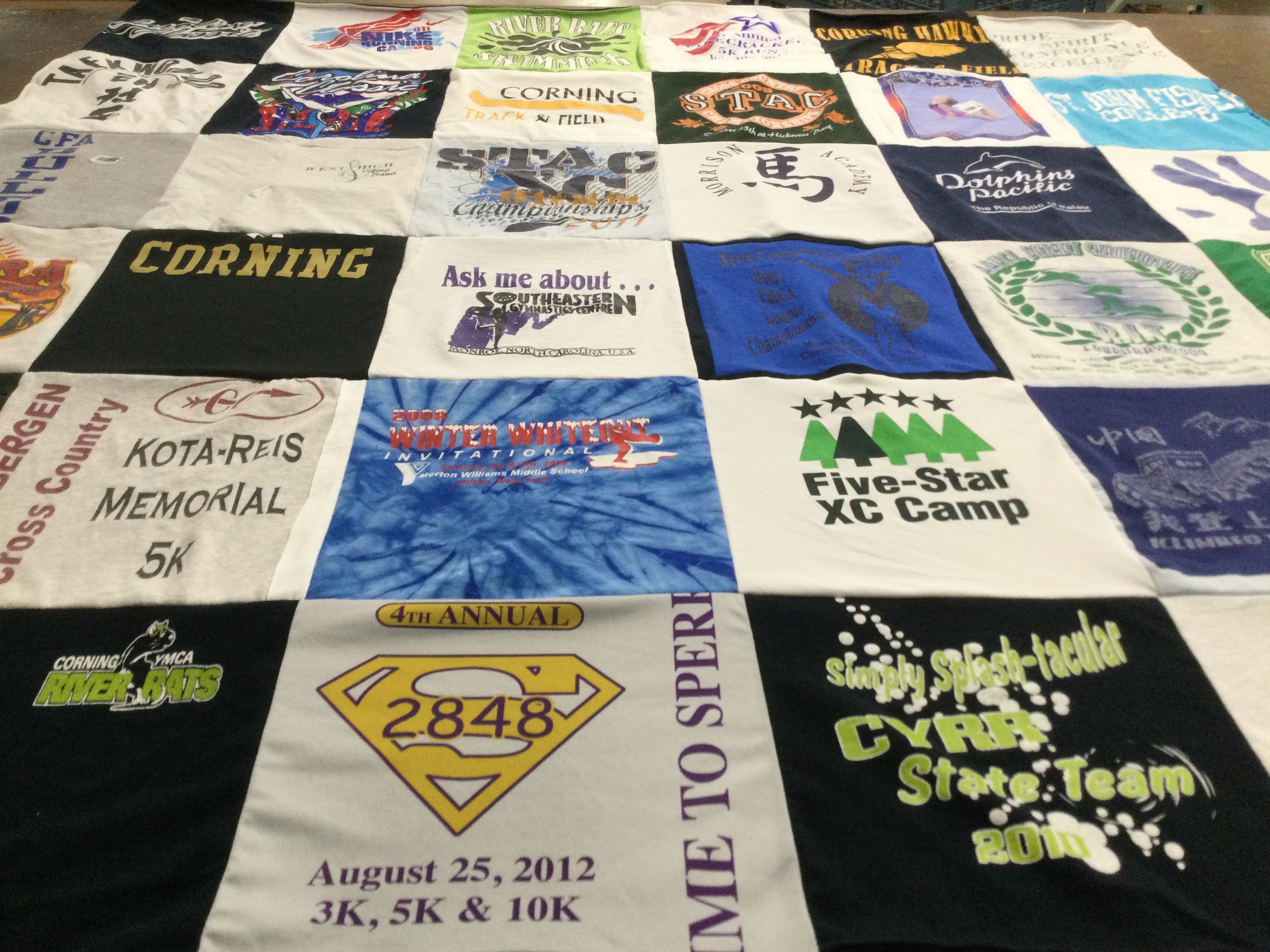 T-shirt quilt featuring corning river bats by Jill from NY