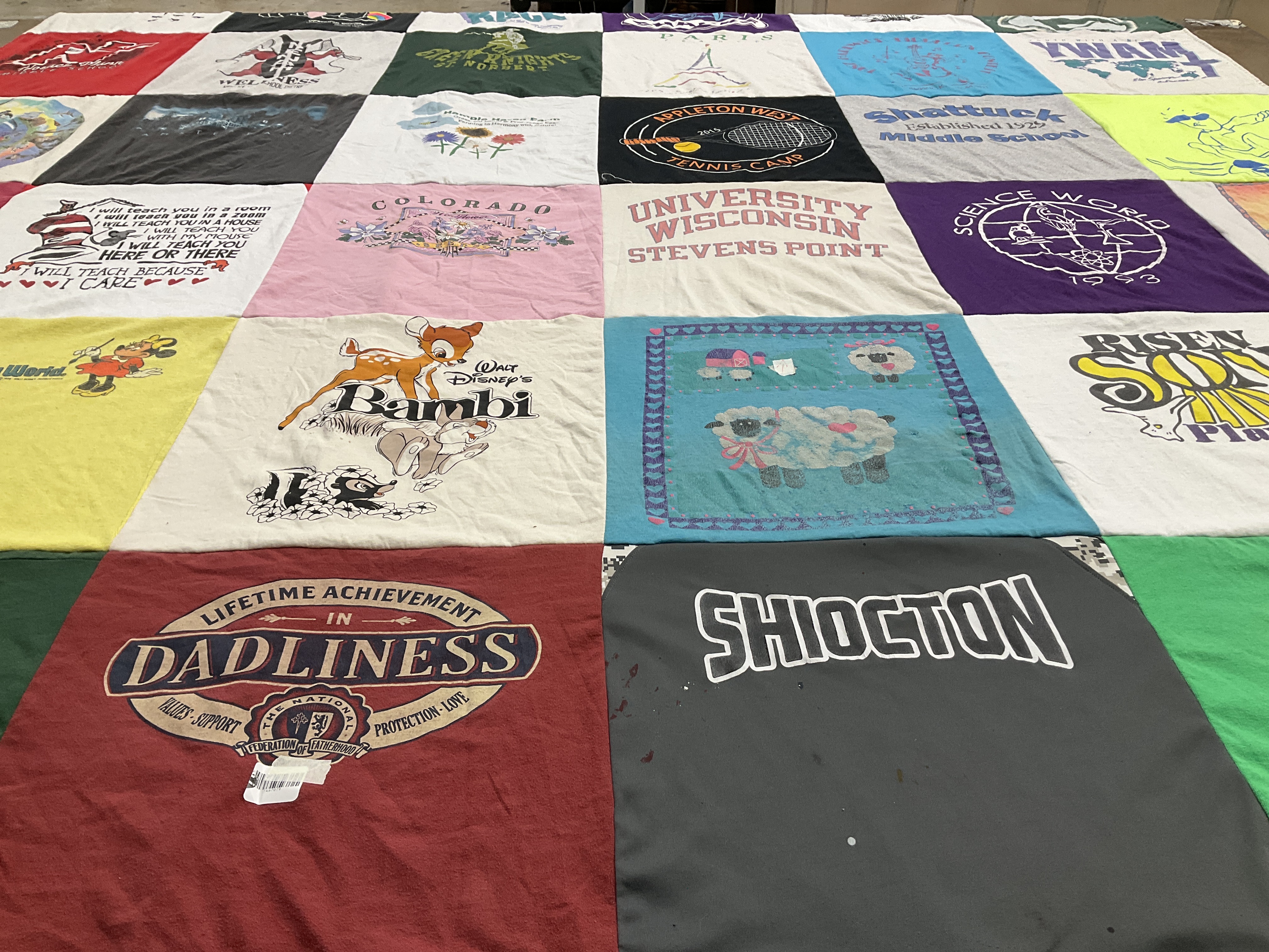 T-shirt quilt from university of wisconsin stevens point, shattuck middle school by Heather from OH
