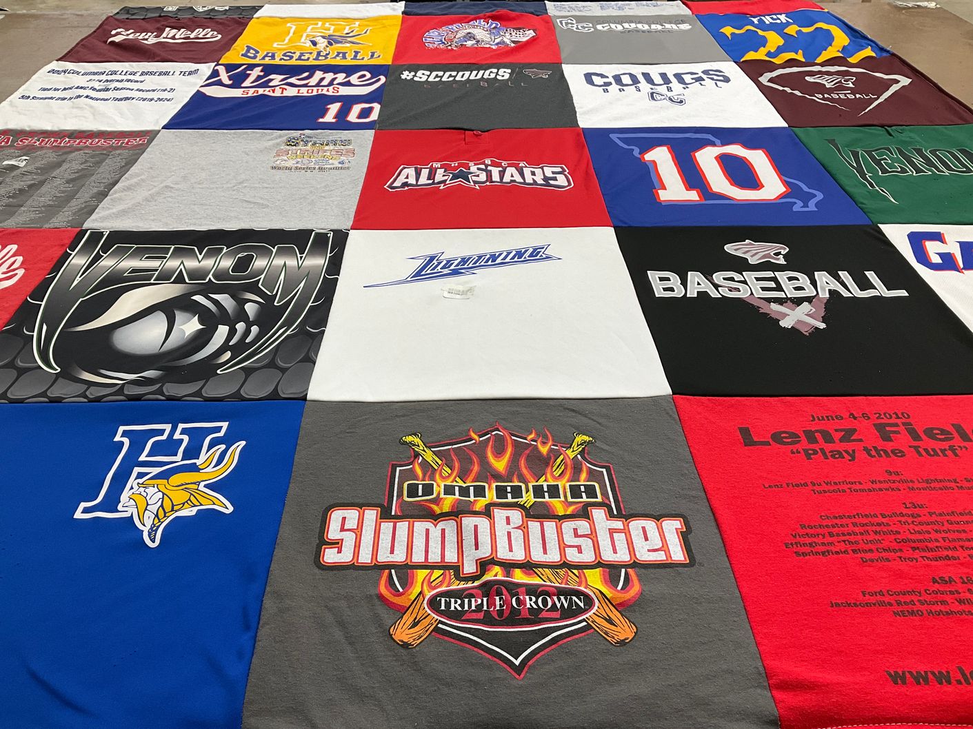 T-shirt quilt featuring cougars baseball by Debbie from MO