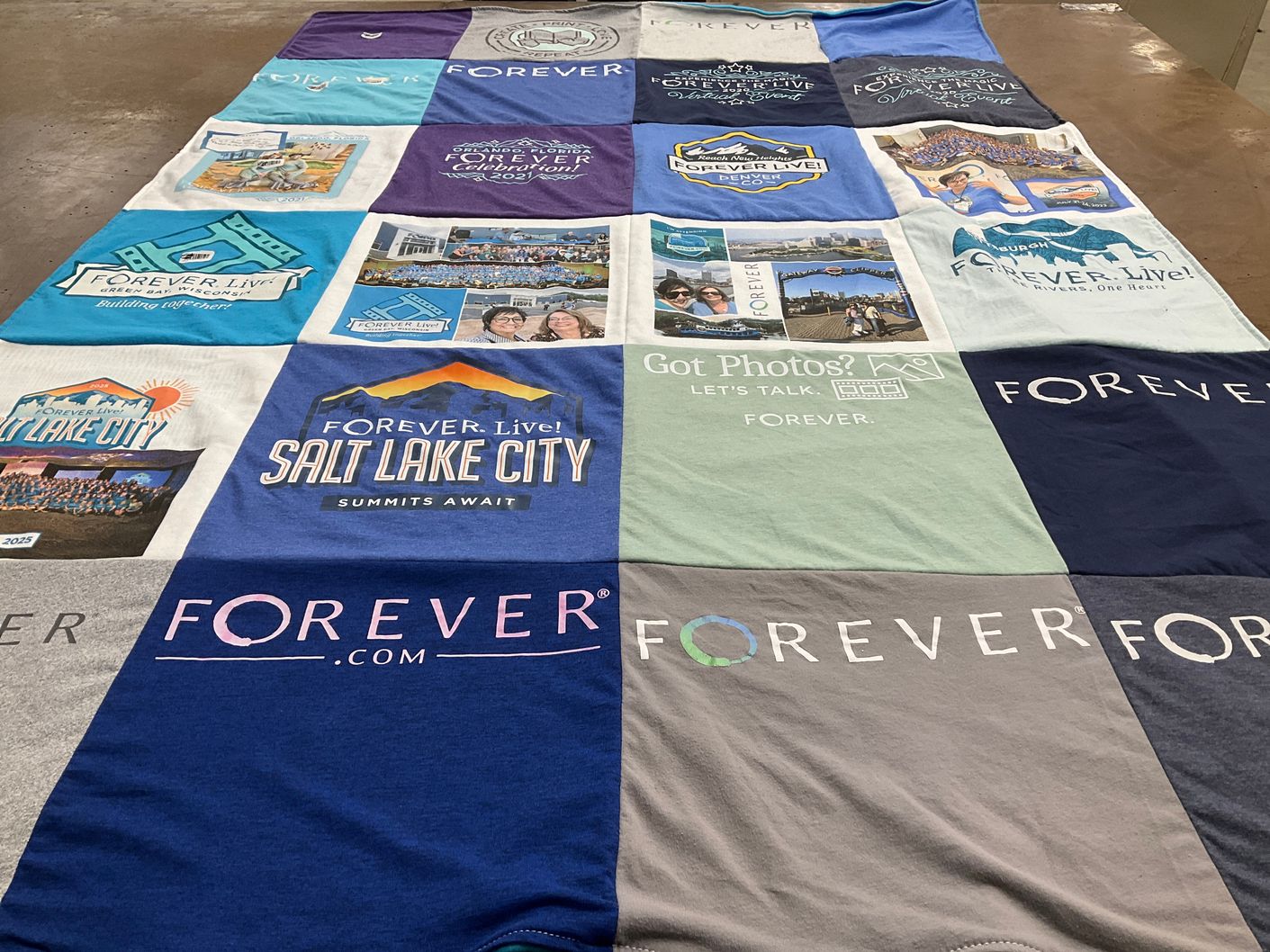 T-shirt quilt with photography, travel themes by Lanee from CO
