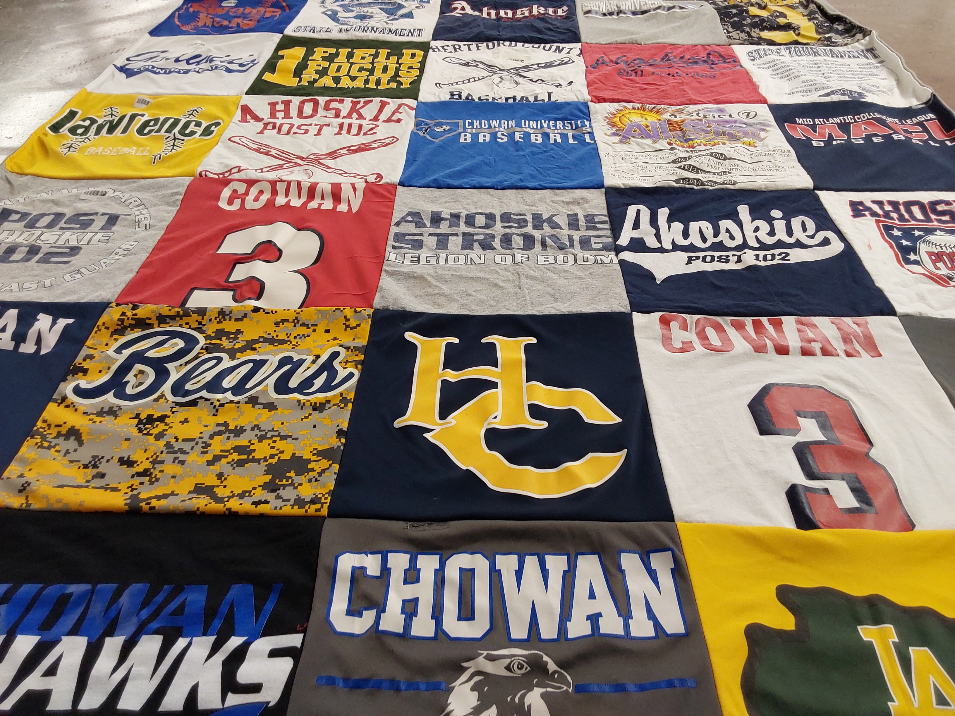T-shirt quilt featuring cowan bears, ahoskie post 102 baseball by jeana from NC