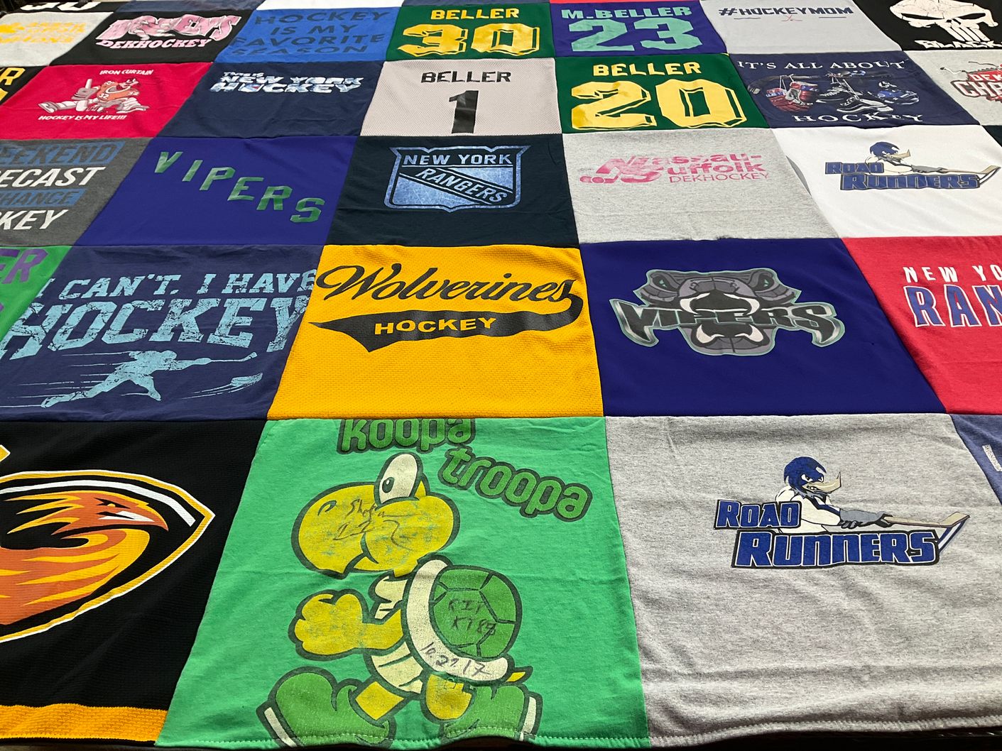 T-shirt quilt featuring new york rangers, vipers by Kelly from NY
