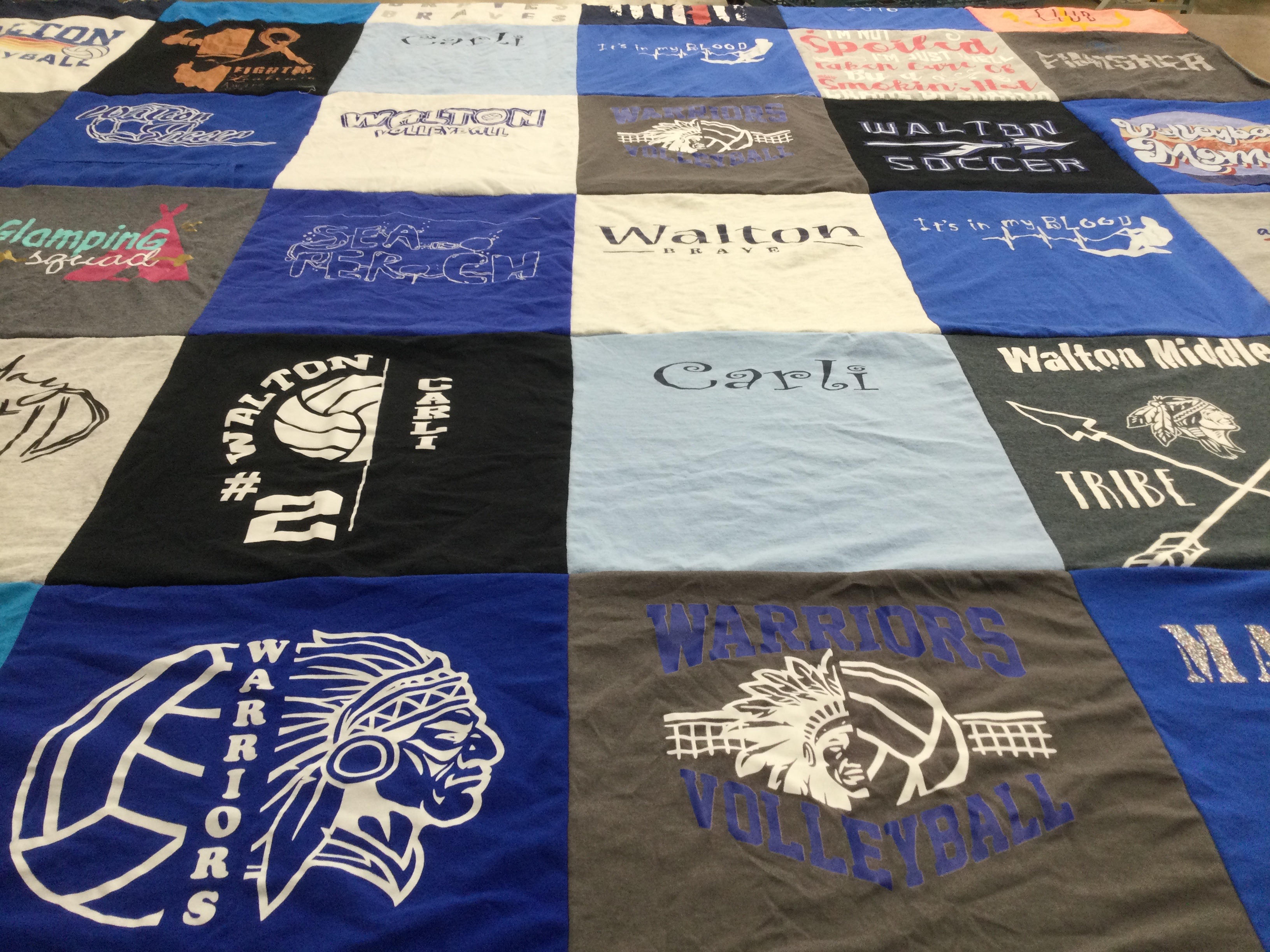 T-shirt quilt featuring walton warriors, walton volleyball team by Candy from FL