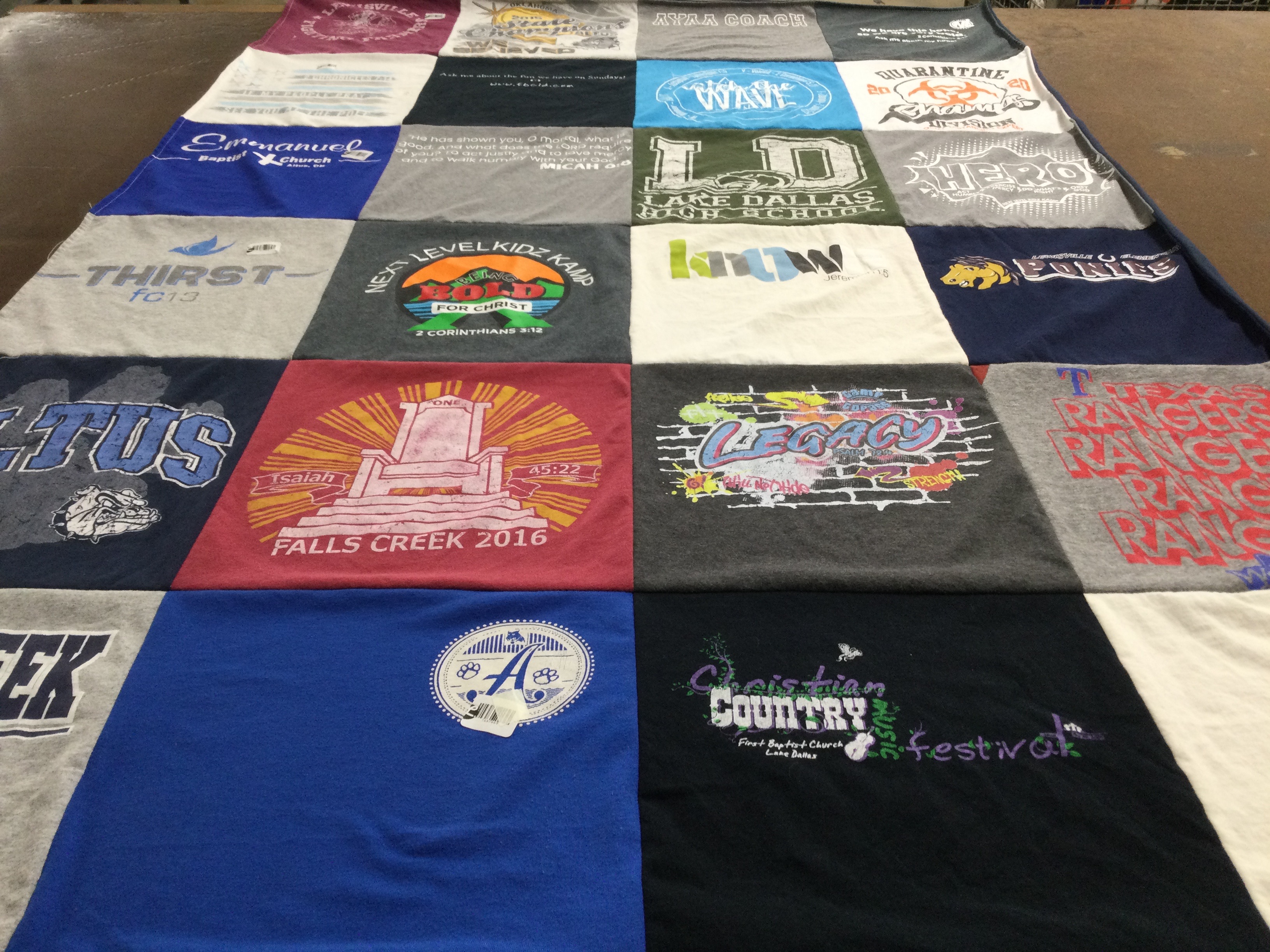 T-shirt quilt featuring texas rangers by Jesse from TX