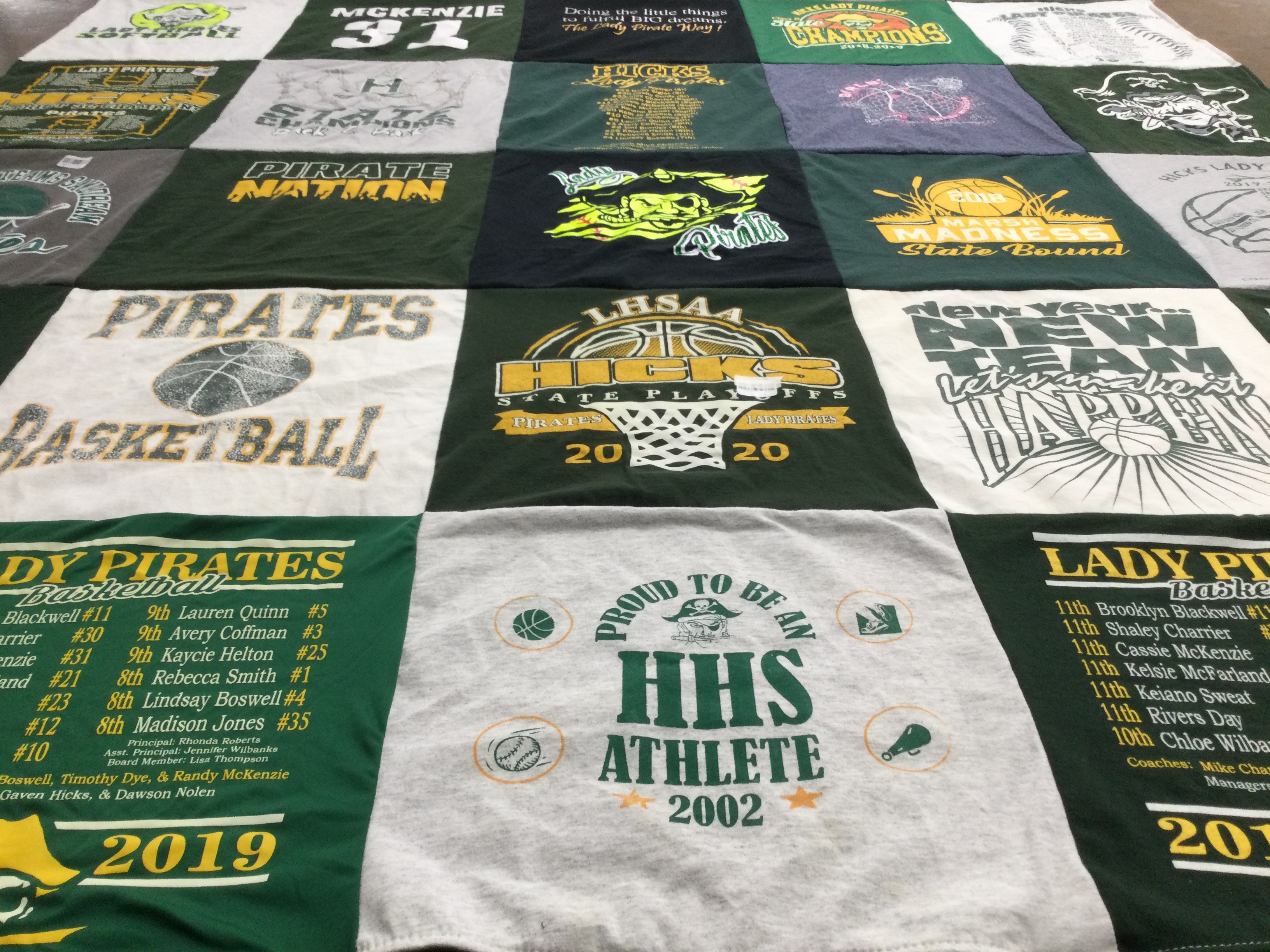 T-shirt quilt featuring hillsboro high school lady pirates basketball team by Tammy from LA