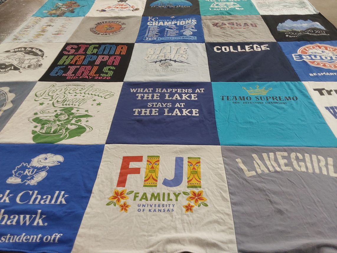 T-shirt quilt from university of kansas by Jaime from KS