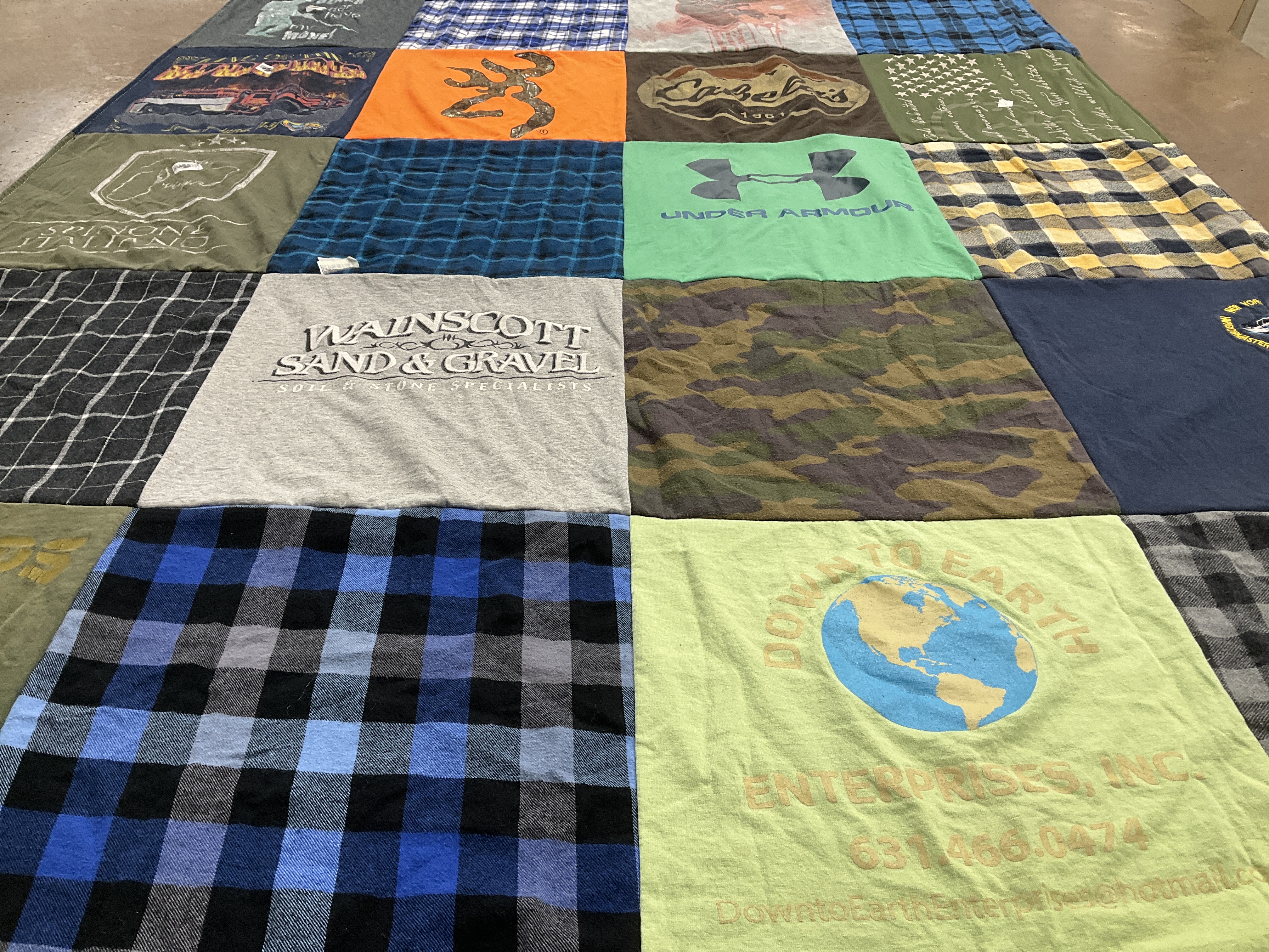 T-shirt quilt with outdoors, construction themes by Beth from NY