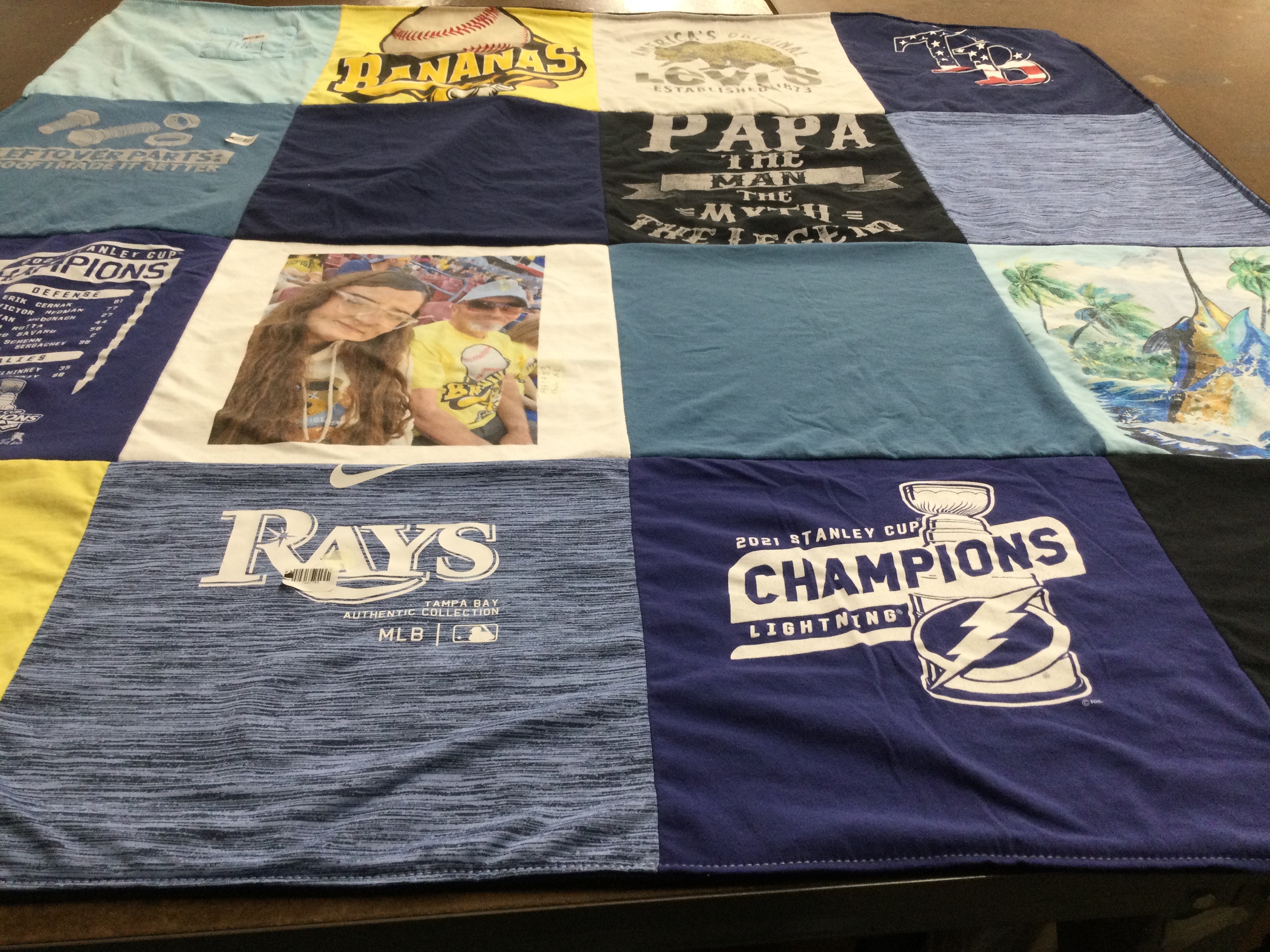 T-shirt quilt featuring tampa bay rays, tampa bay lightning by Lori from FL