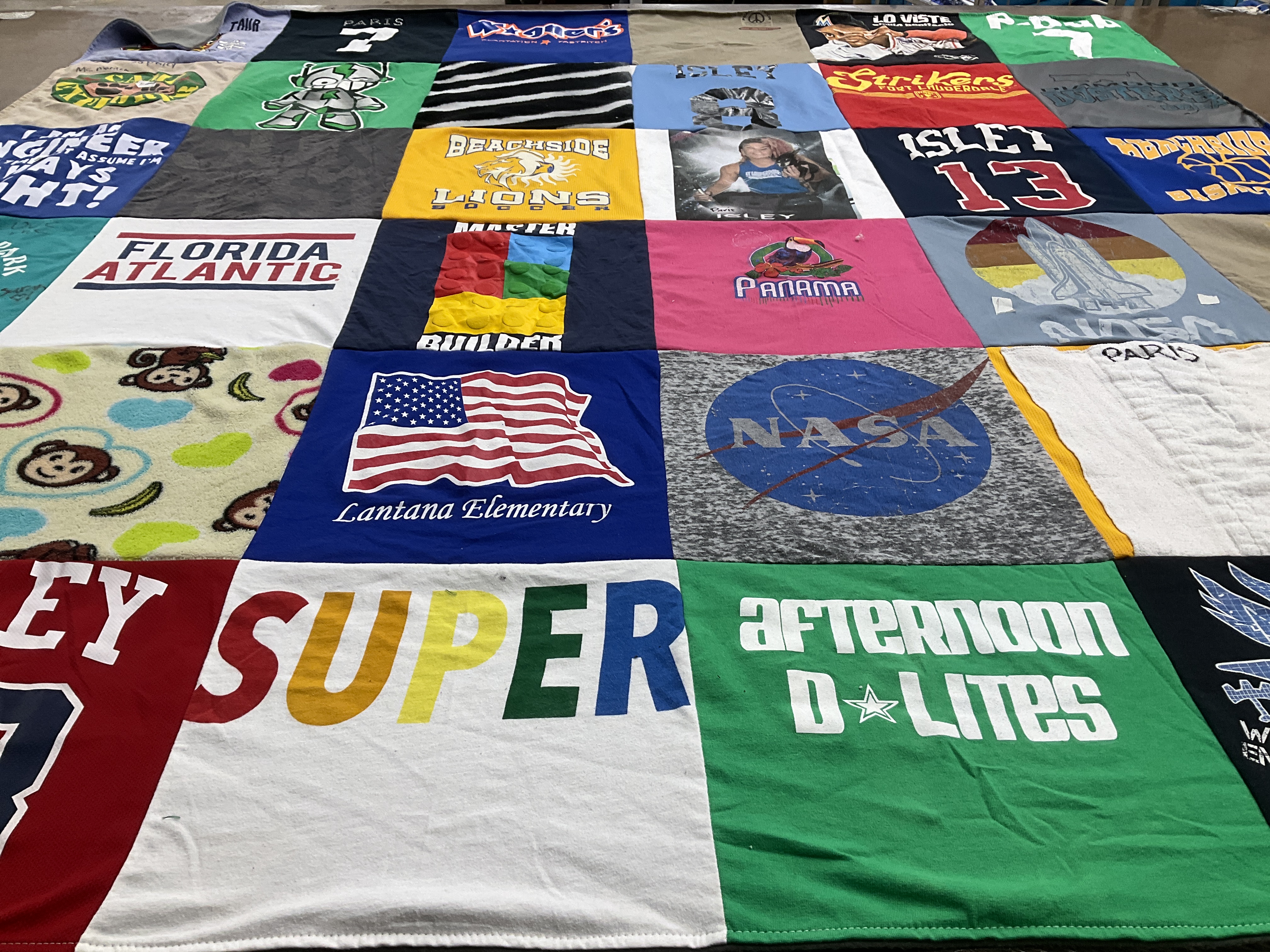 T-shirt quilt from florida atlantic university, lantana elementary school by Tara from FL