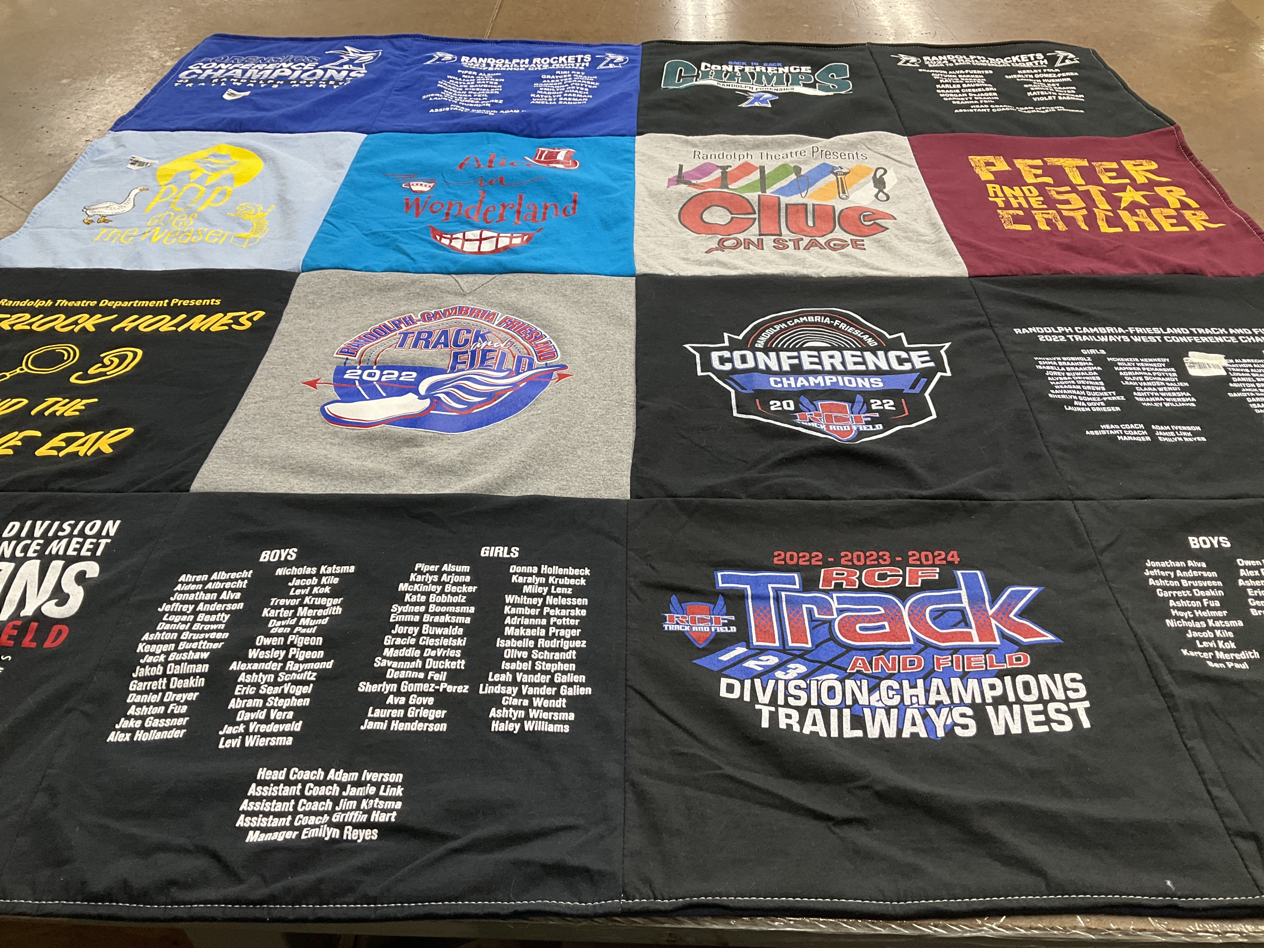 T-shirt quilt featuring randolph cambria-friesland track and field by Adam from WI