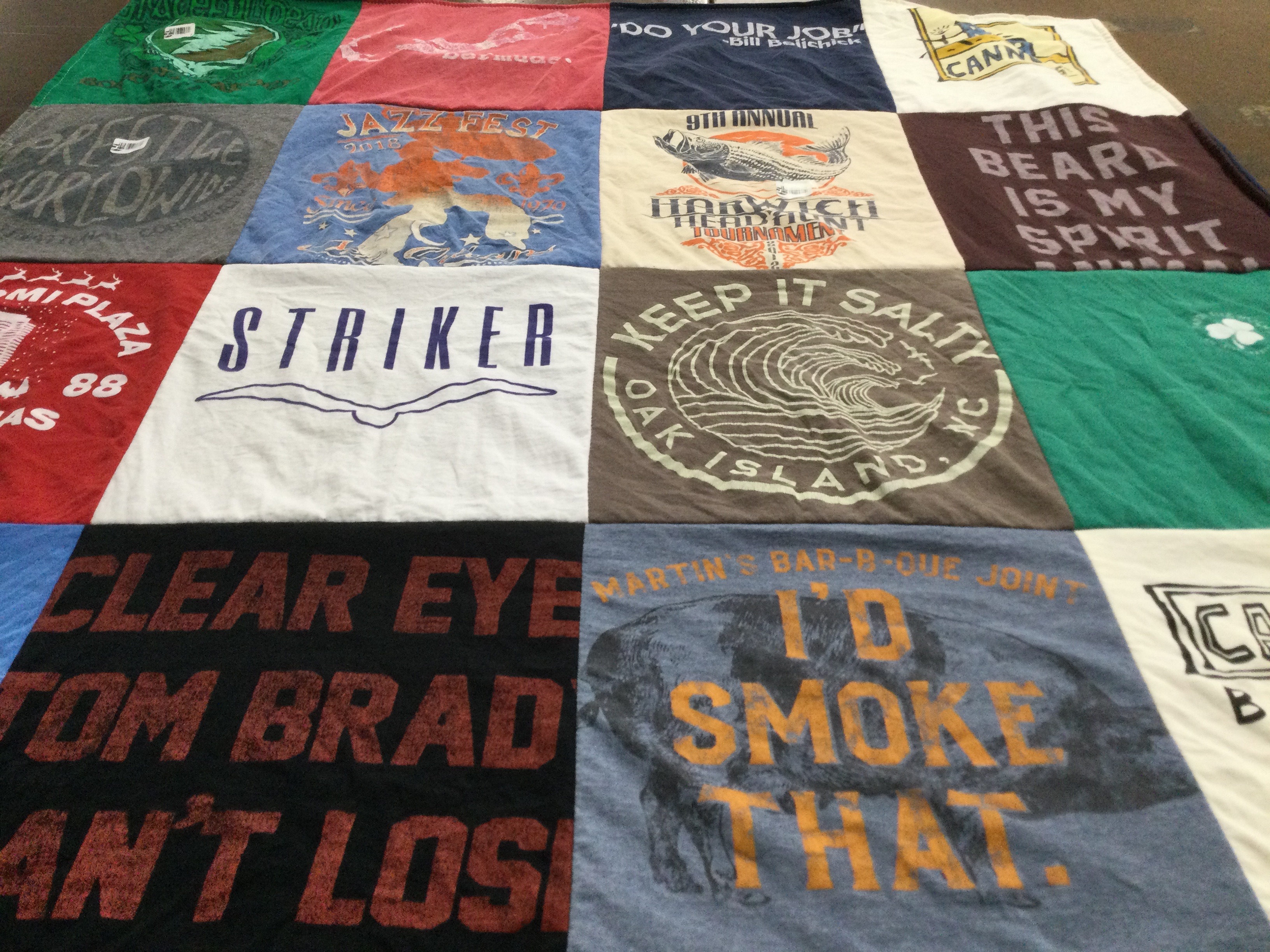 T-shirt quilt with sports, food themes by Meghan from MA