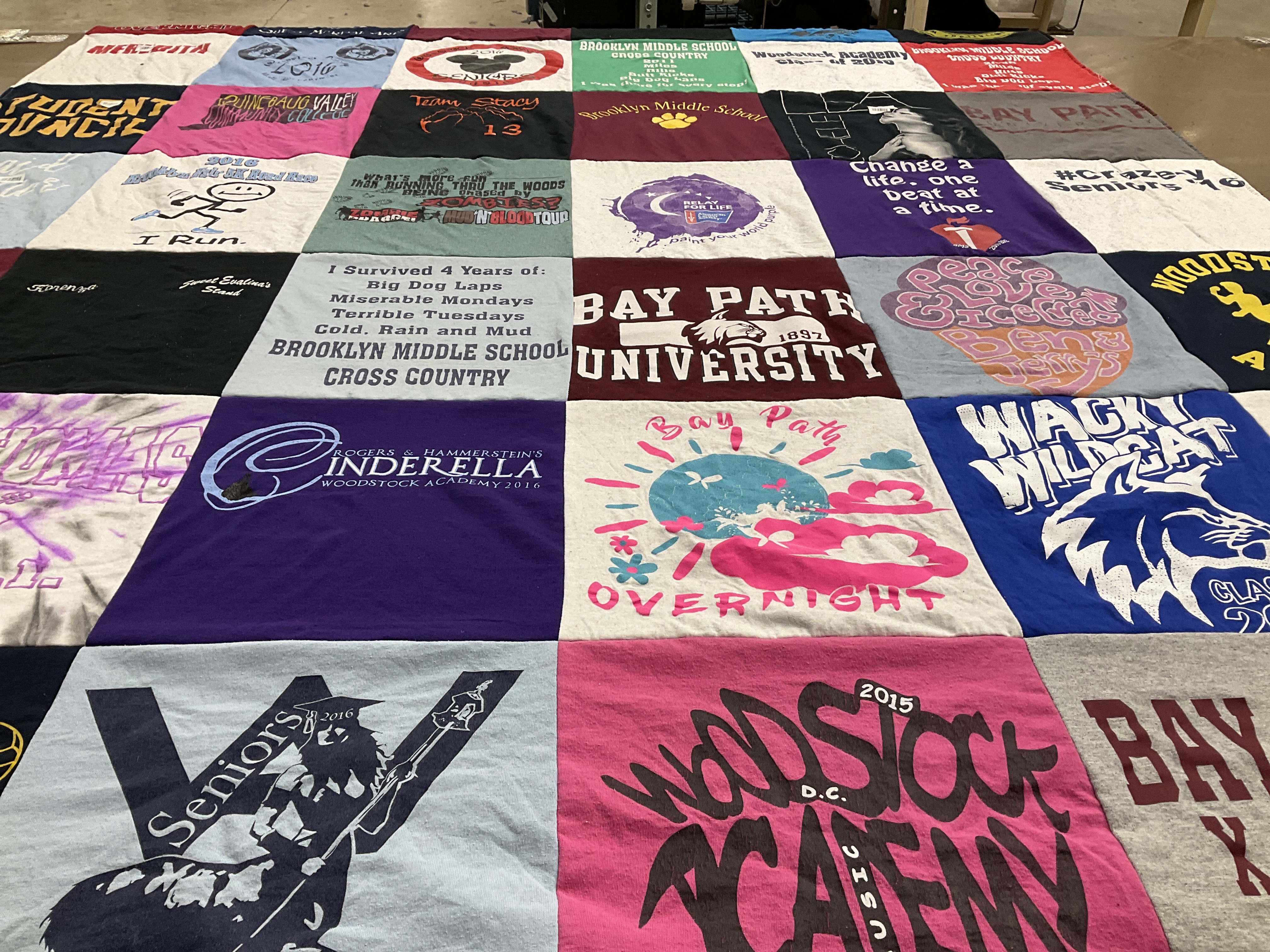 T-shirt quilt featuring bay path university, wacky wildcat by Korenza from CT