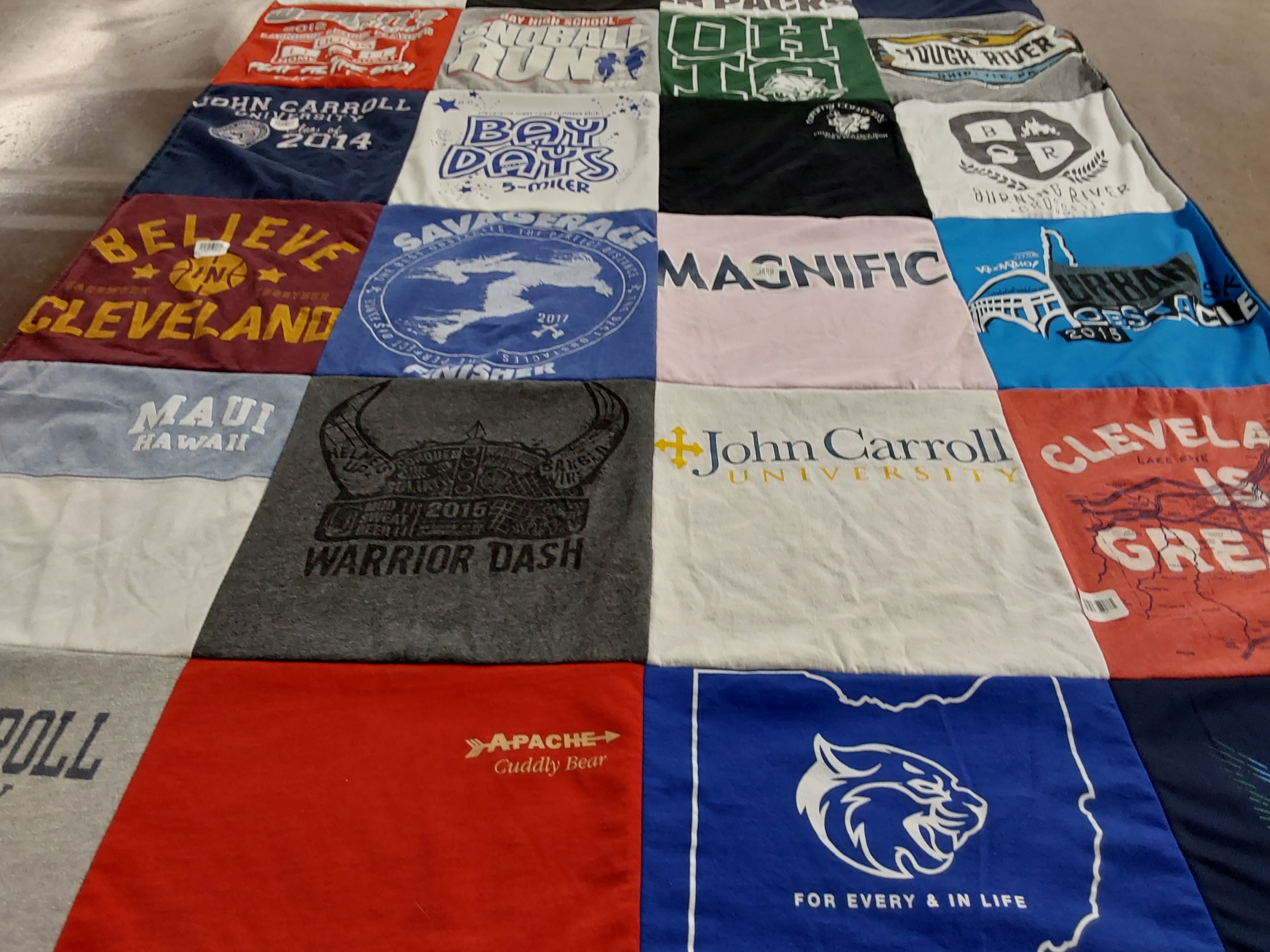 T-shirt quilt from john carroll university by Maureen from OH