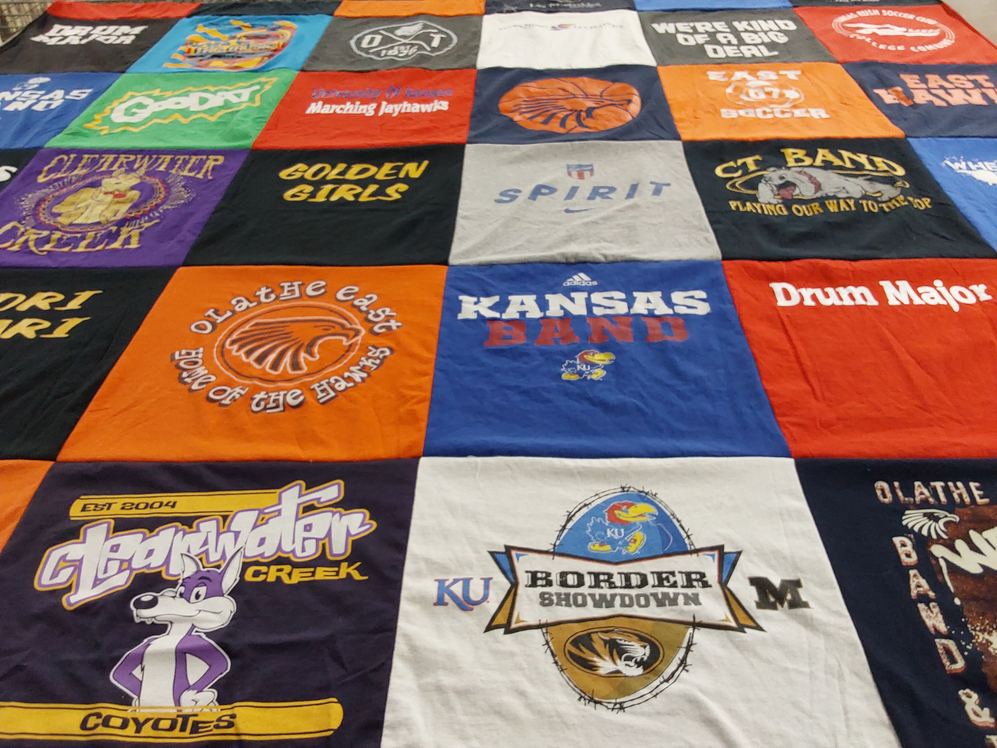 T-shirt quilt featuring kansas jayhawks by Anita from KS