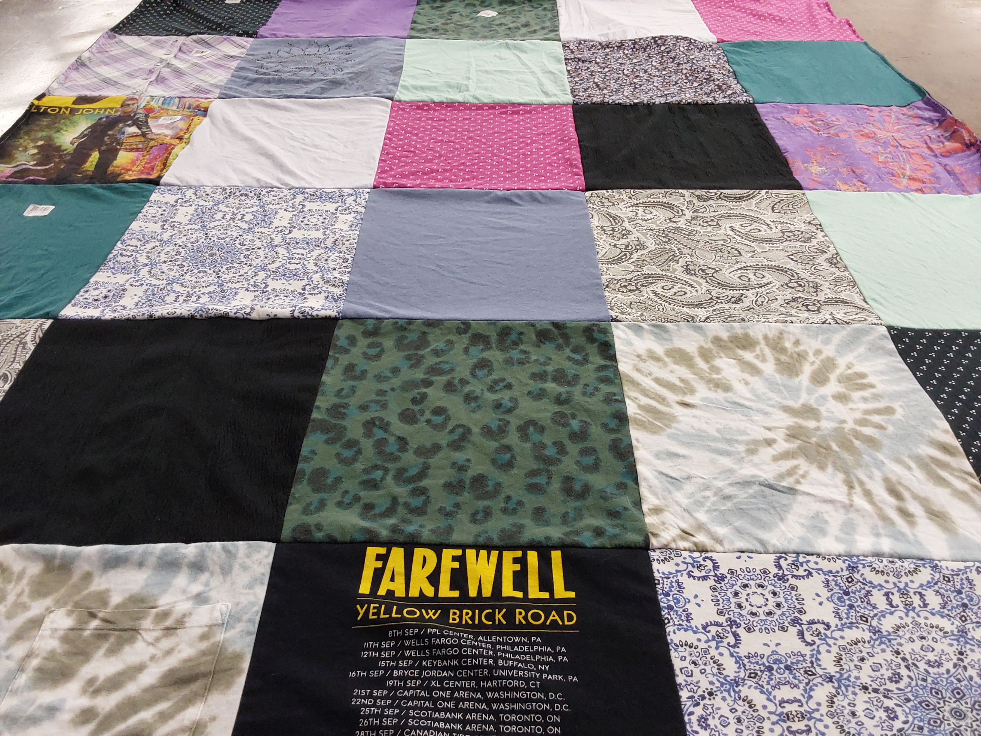 T-shirt quilt with music, concerts themes by Brandi from OH