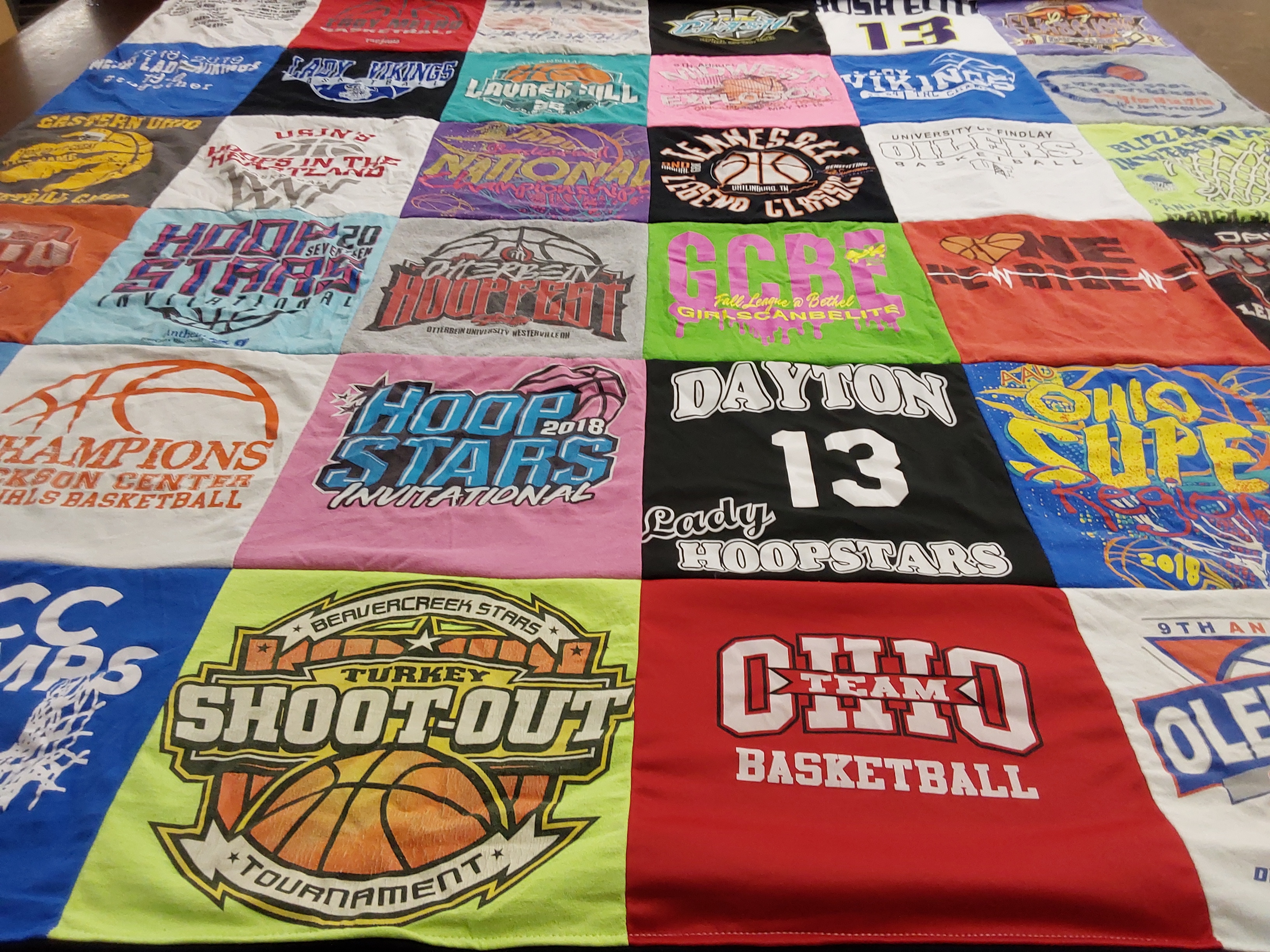 T-shirt quilt featuring lady hoopstars, beavercreek stars by Tarah from OH