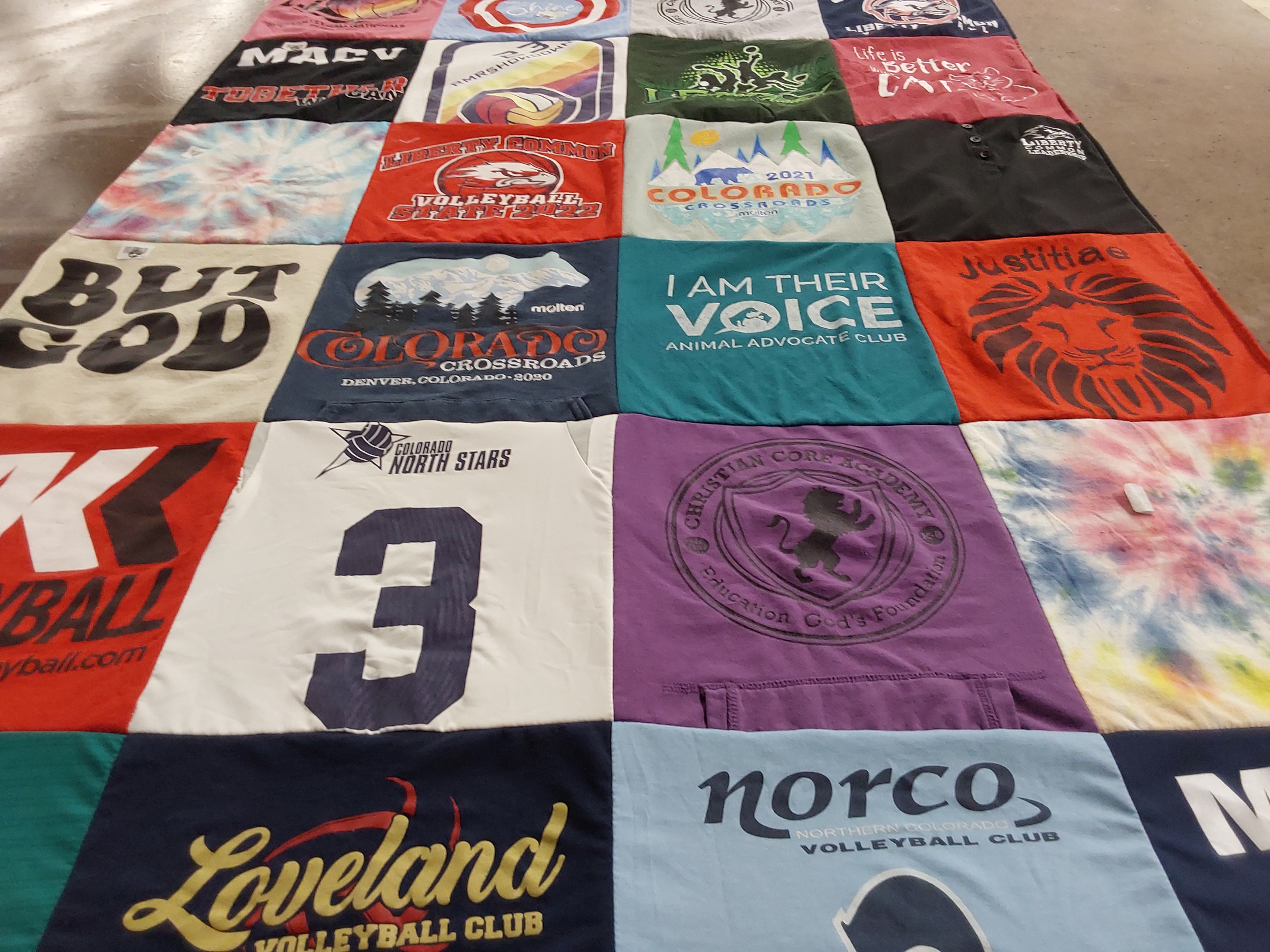T-shirt quilt featuring colorado north stars, loveland volleyball club by Adam from CO