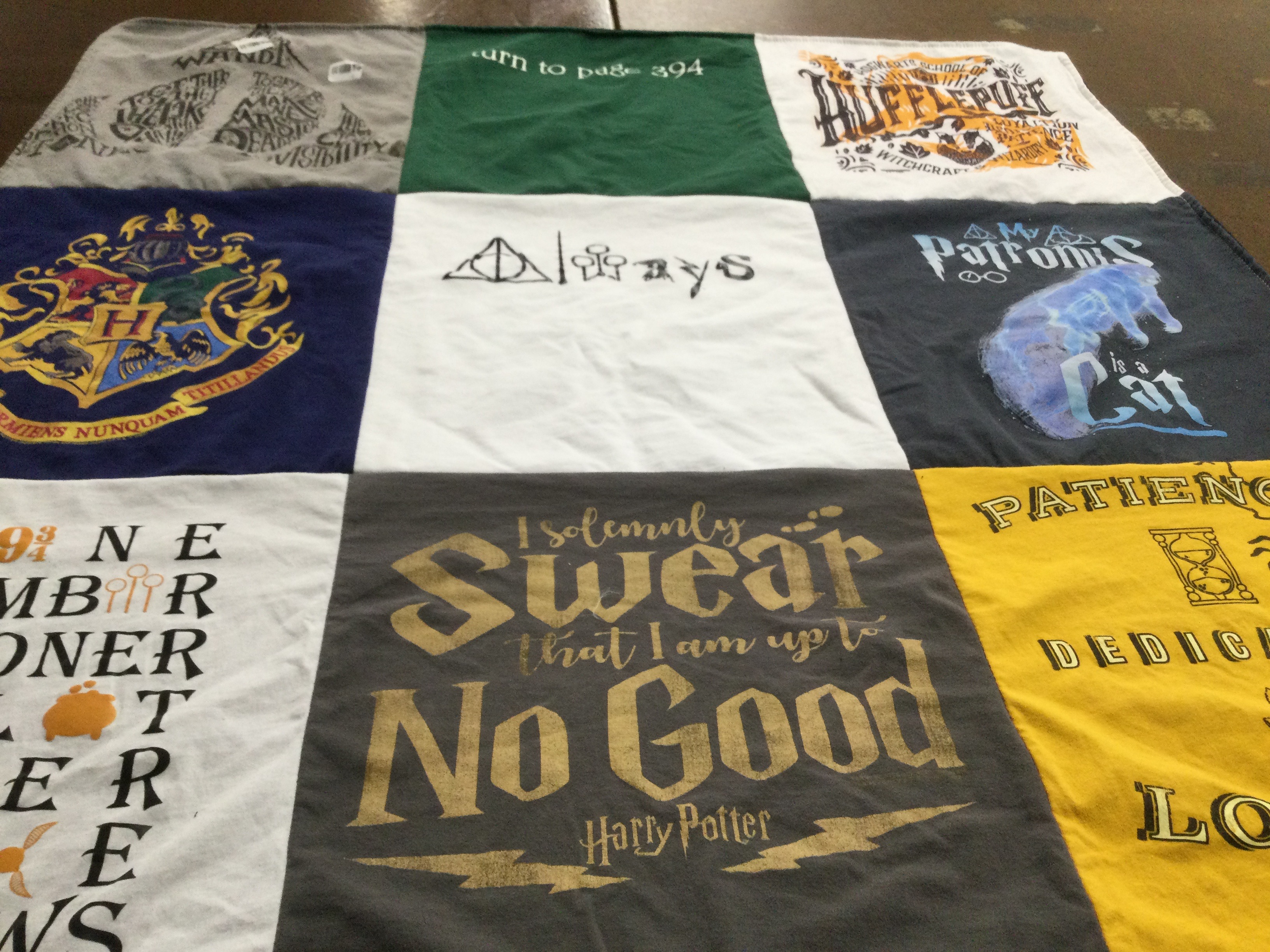 T-shirt quilt from hogwarts school of witchcraft and wizardry by Helen from PA