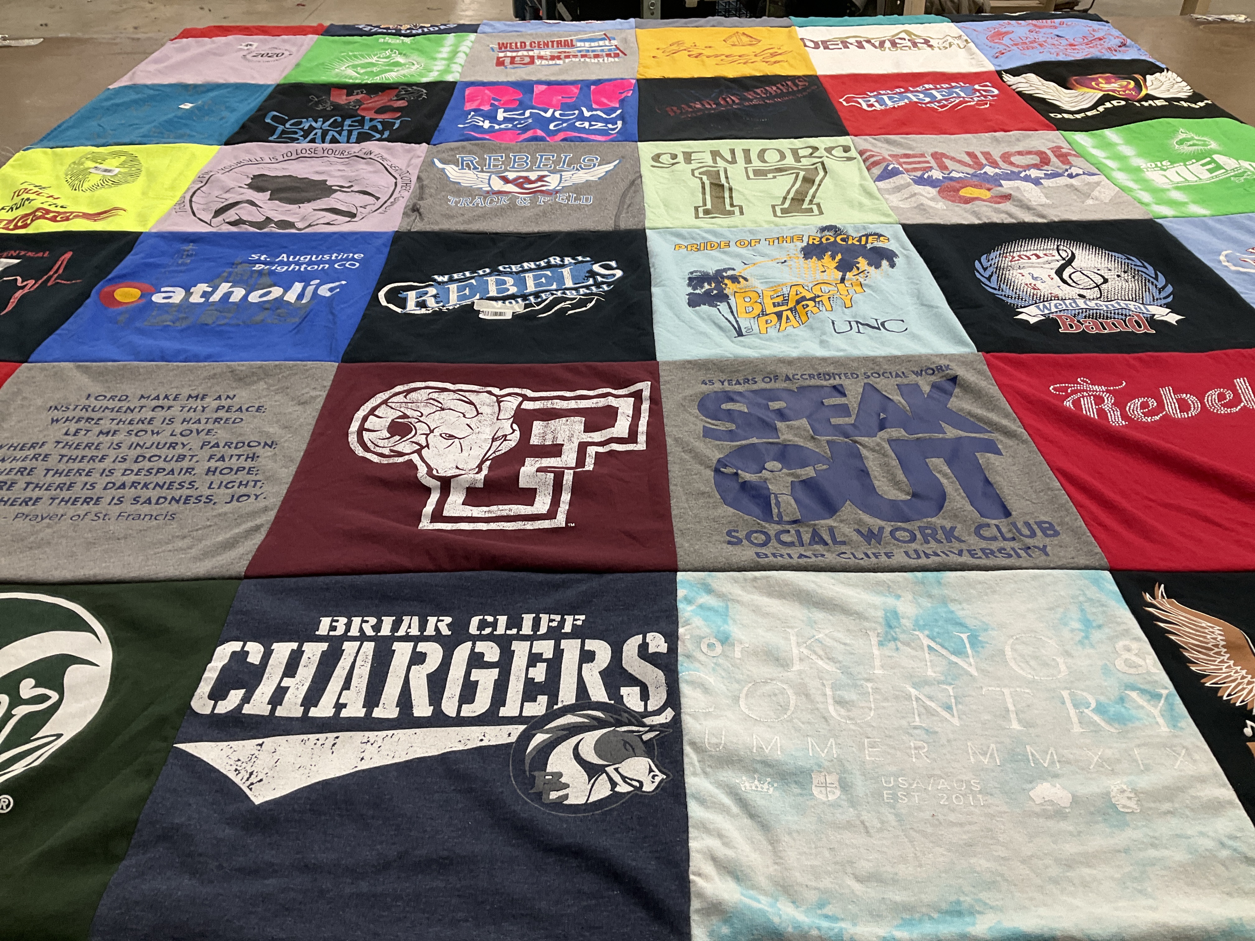 T-shirt quilt featuring chargers, rebels by Caitlin from CO