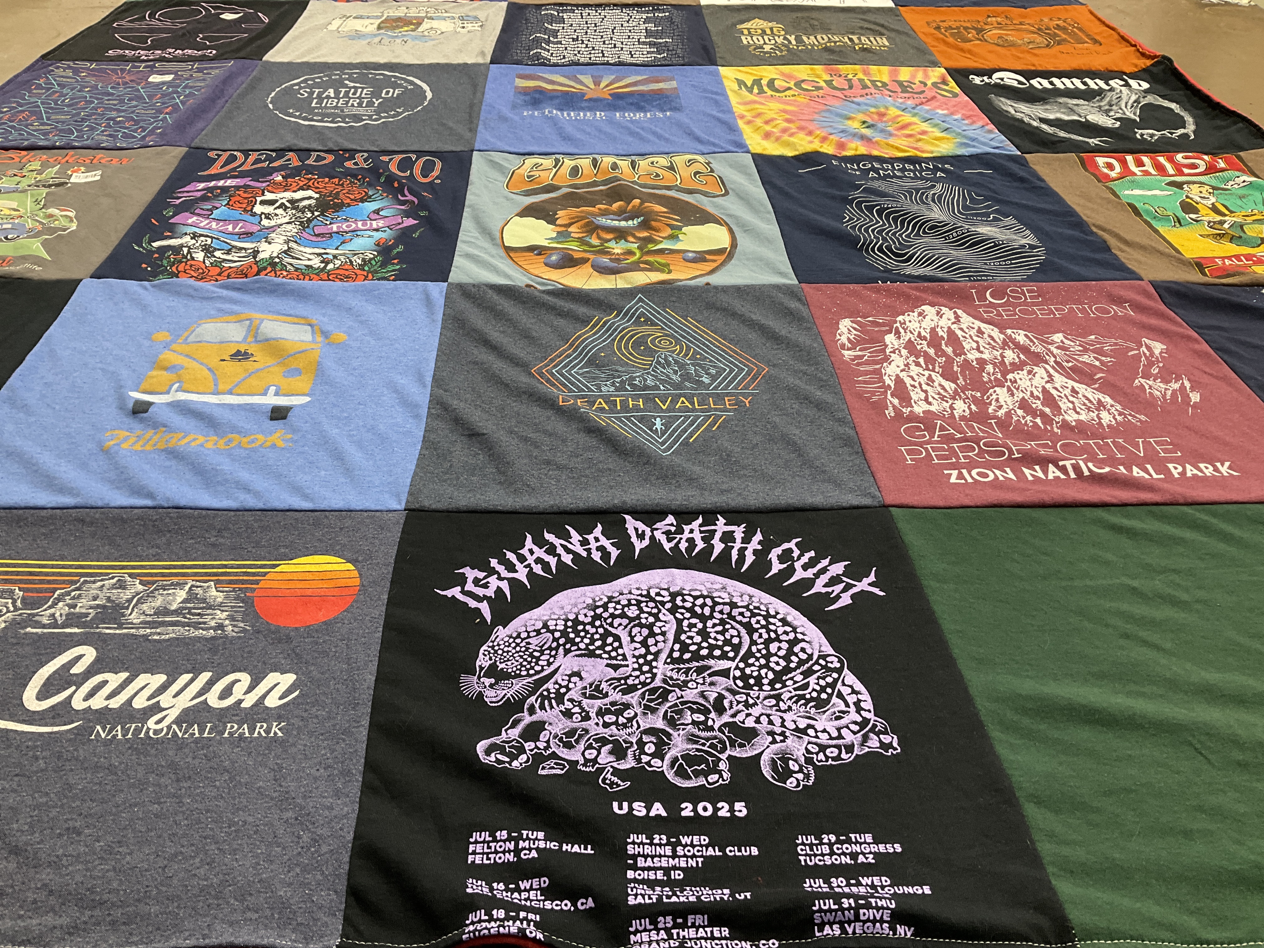 T-shirt quilt with music, travel themes by Ryan from NV