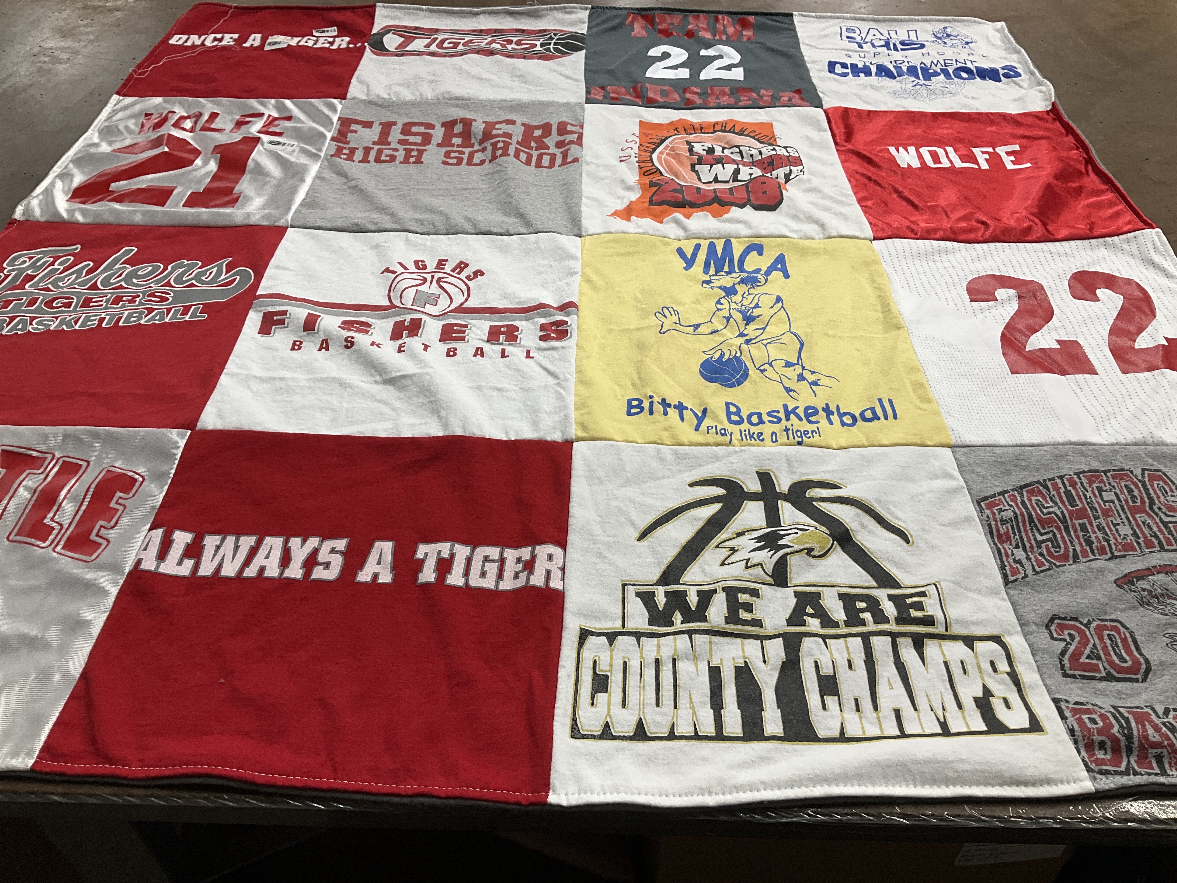 T-shirt quilt featuring fishers tigers basketball by Muriel from IN