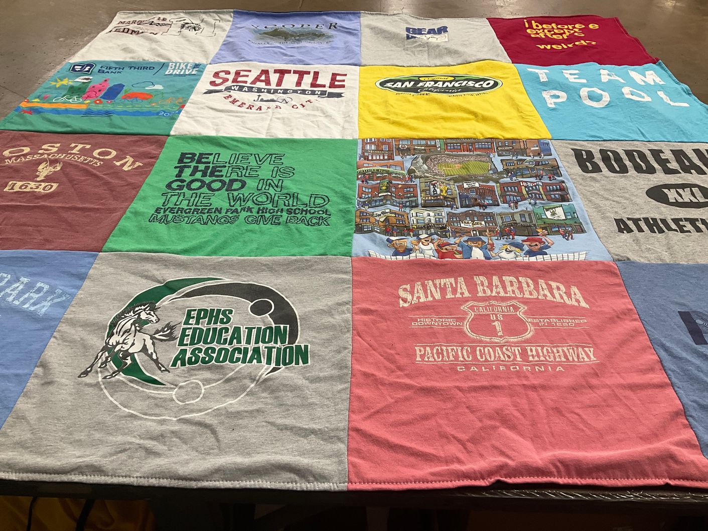 T-shirt quilt from evergreen park high school by Terri from IL