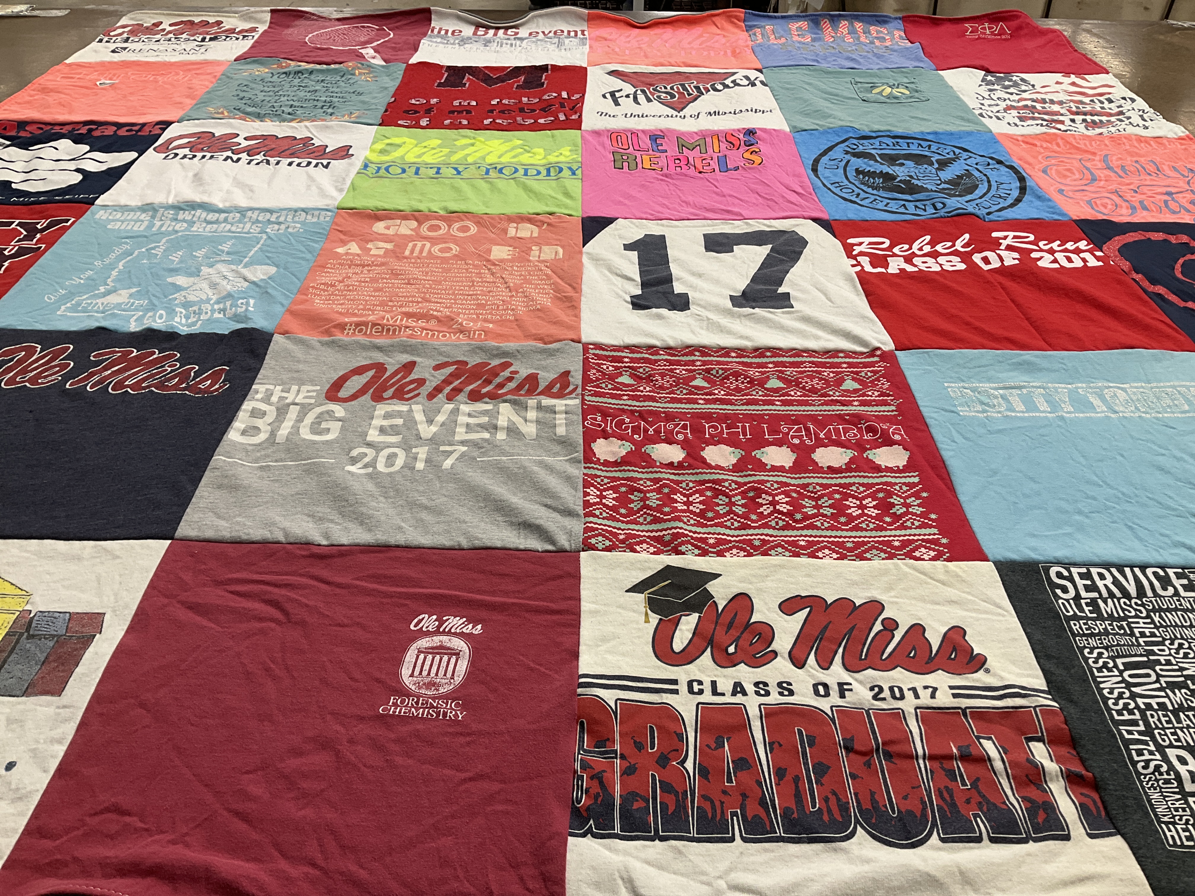 T-shirt quilt featuring university of mississippi rebels by Sharon from GA