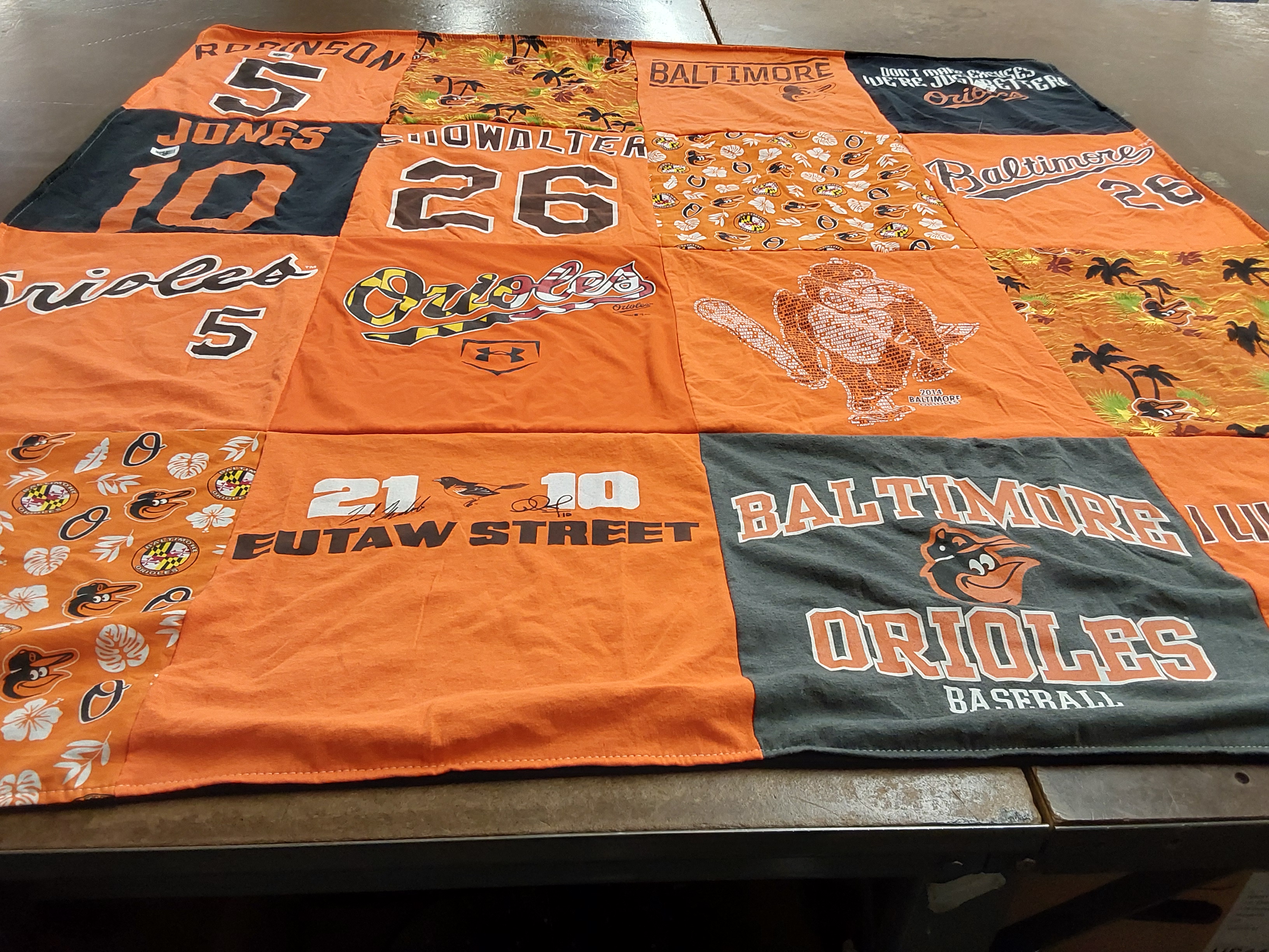 T-shirt quilt featuring baltimore orioles by Mary from PA
